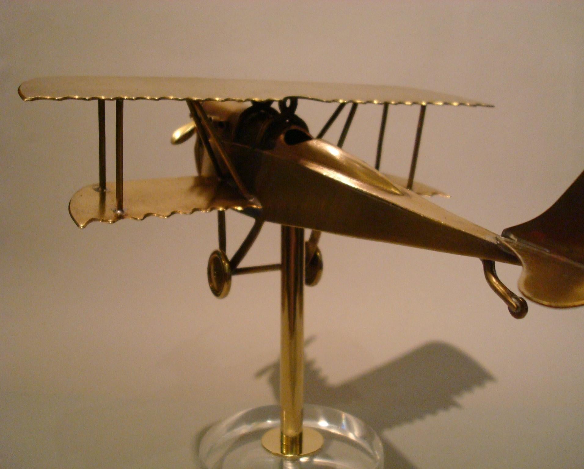 Art Nouveau Early WWI Airplane Brass desk Model, 1910