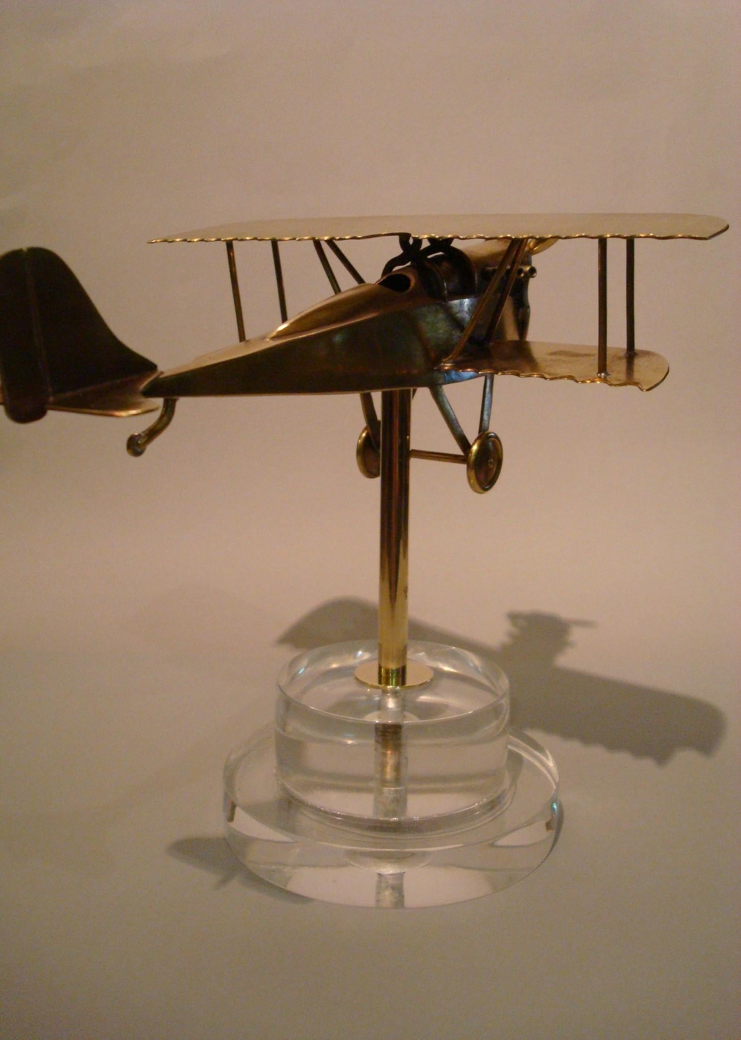French Early WWI Airplane Brass desk Model, 1910