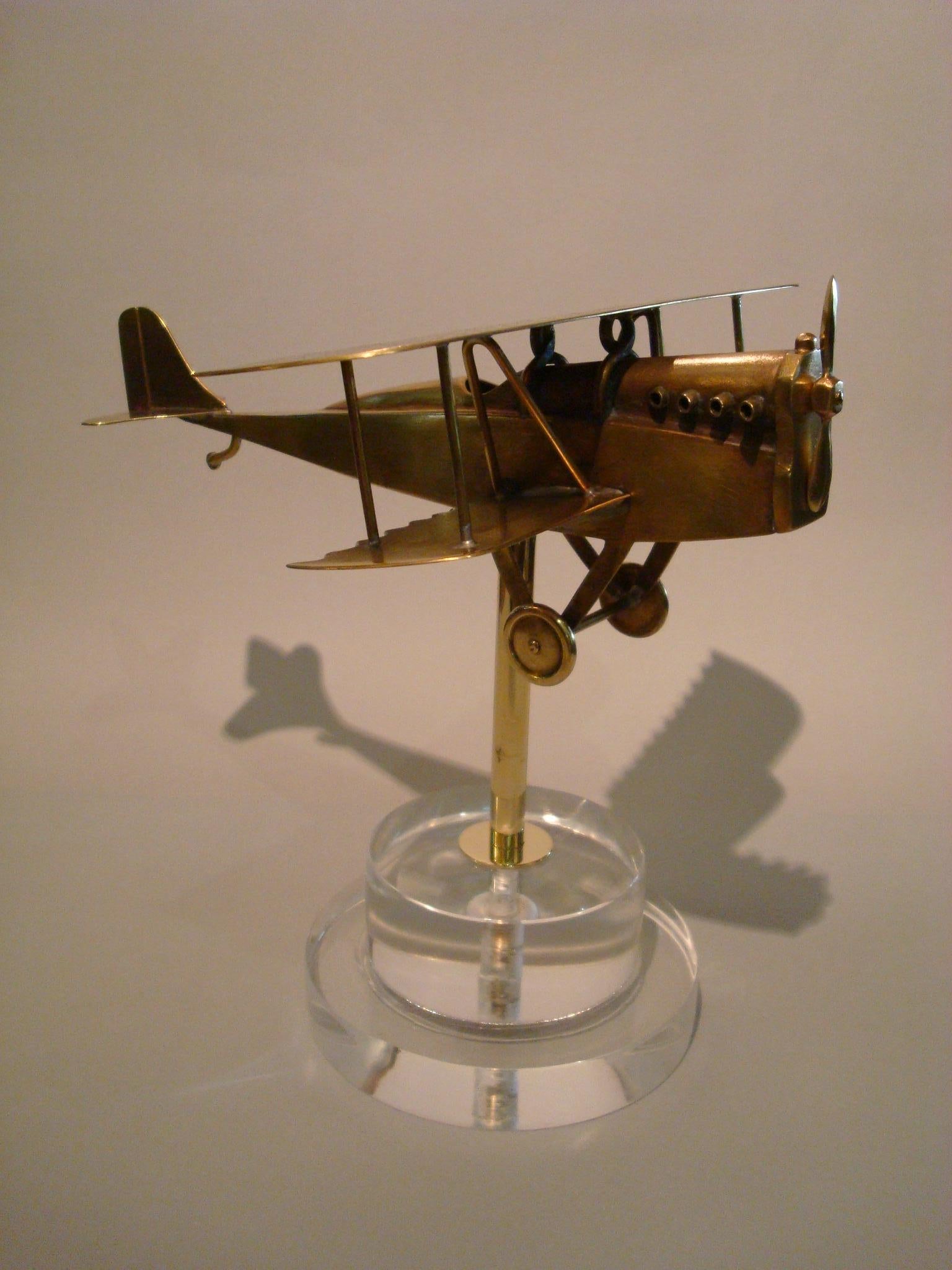 Bronze Early WWI Airplane Brass desk Model, 1910