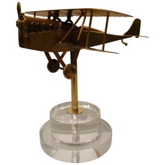 Antique Early WWI Airplane Brass desk Model, 1910