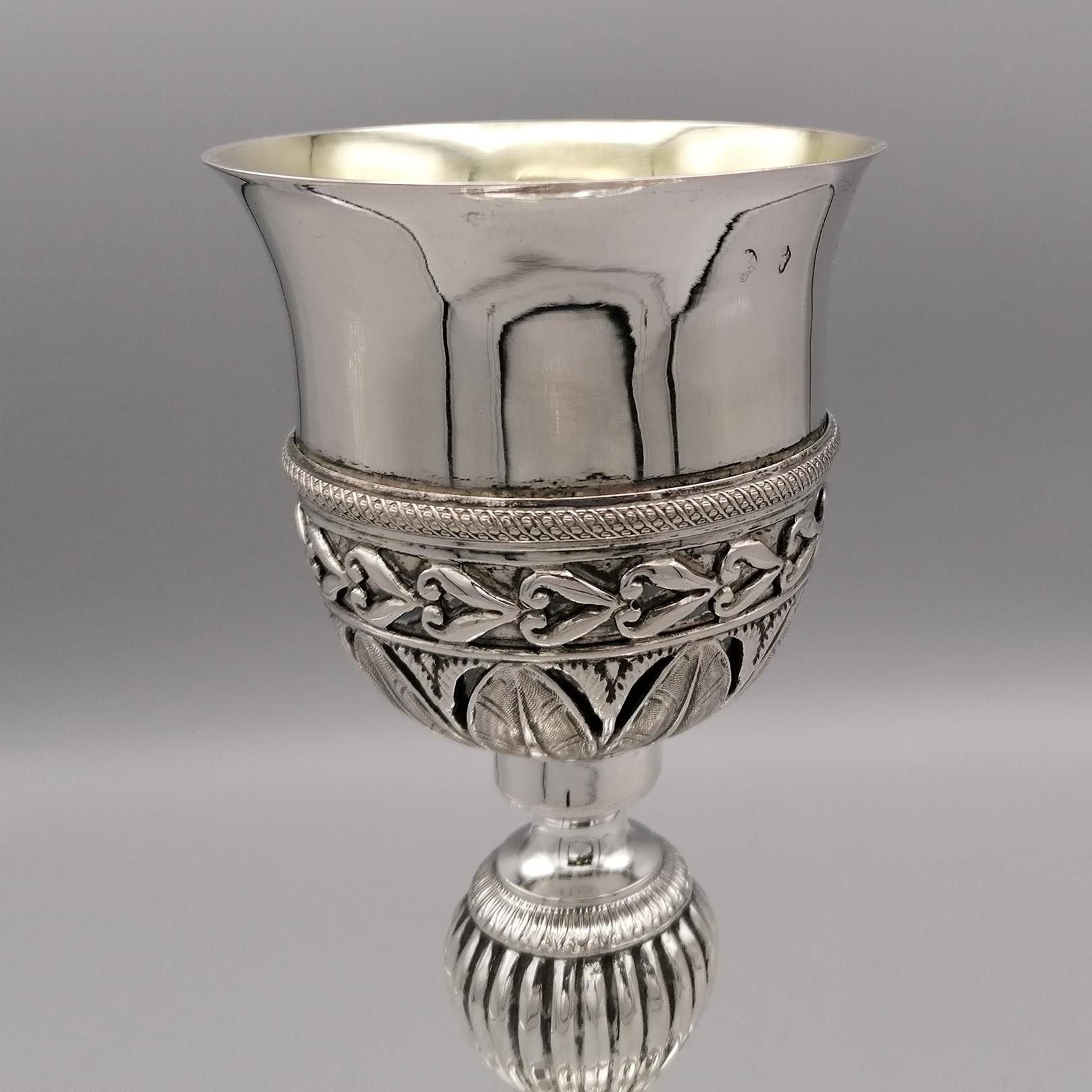 Early XIX ° Century Italian 800 Silver Liturgical Chalice 3