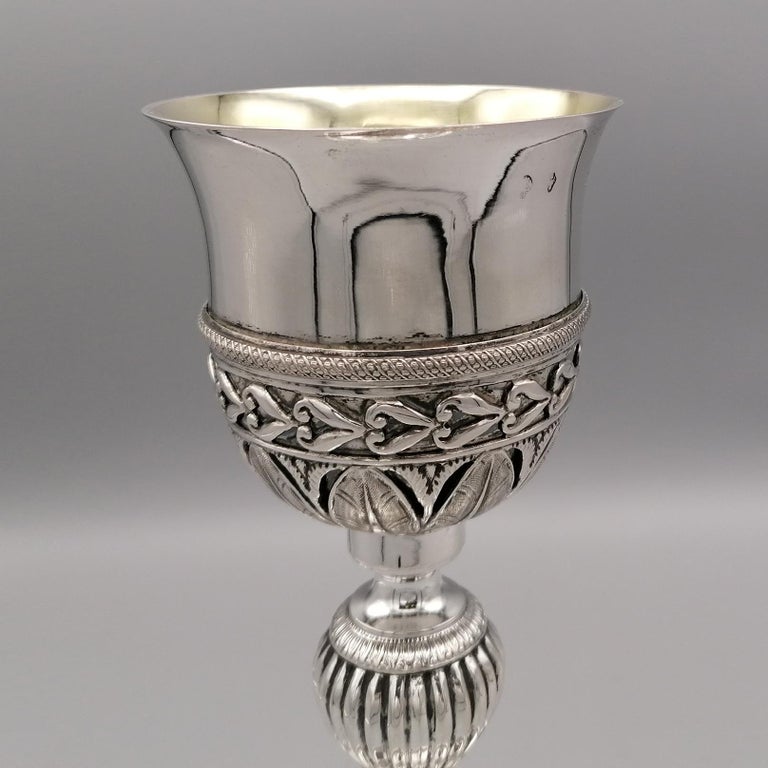 Early XIX ° Century Italian 800 Silver Liturgical Chalice For Sale 5