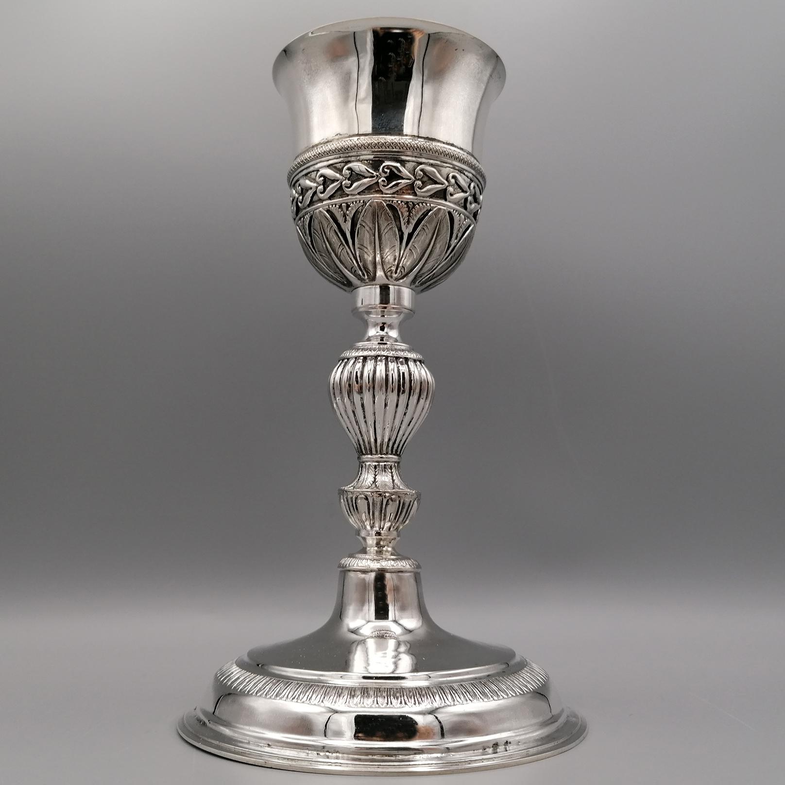 Empire Early XIX ° Century Italian 800 Silver Liturgical Chalice