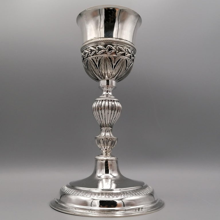 Hand-Crafted Early XIX ° Century Italian 800 Silver Liturgical Chalice For Sale