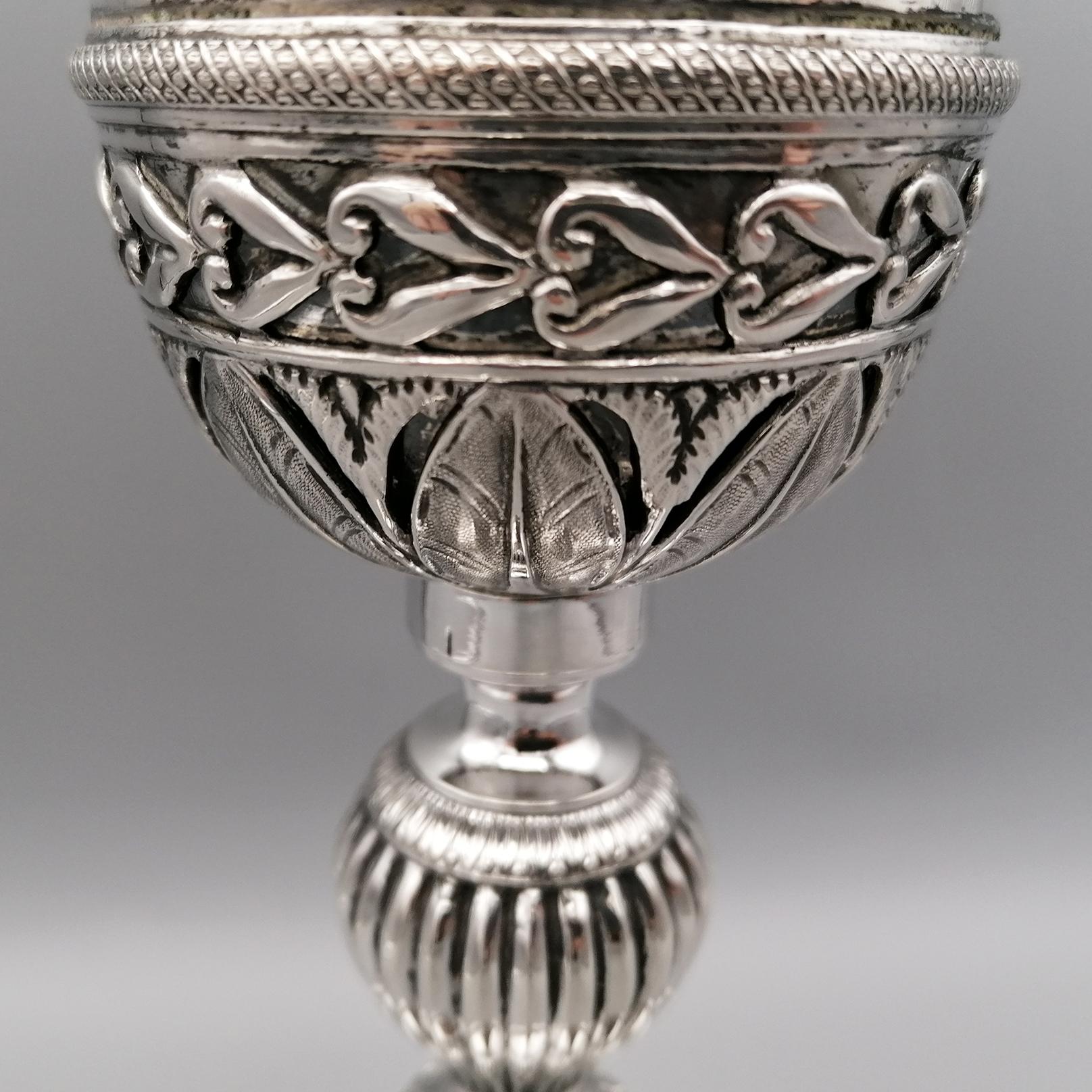 Hand-Crafted Early XIX ° Century Italian 800 Silver Liturgical Chalice