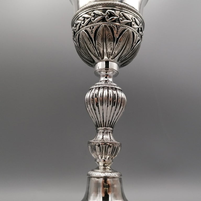 Early XIX ° Century Italian 800 Silver Liturgical Chalice For Sale 3