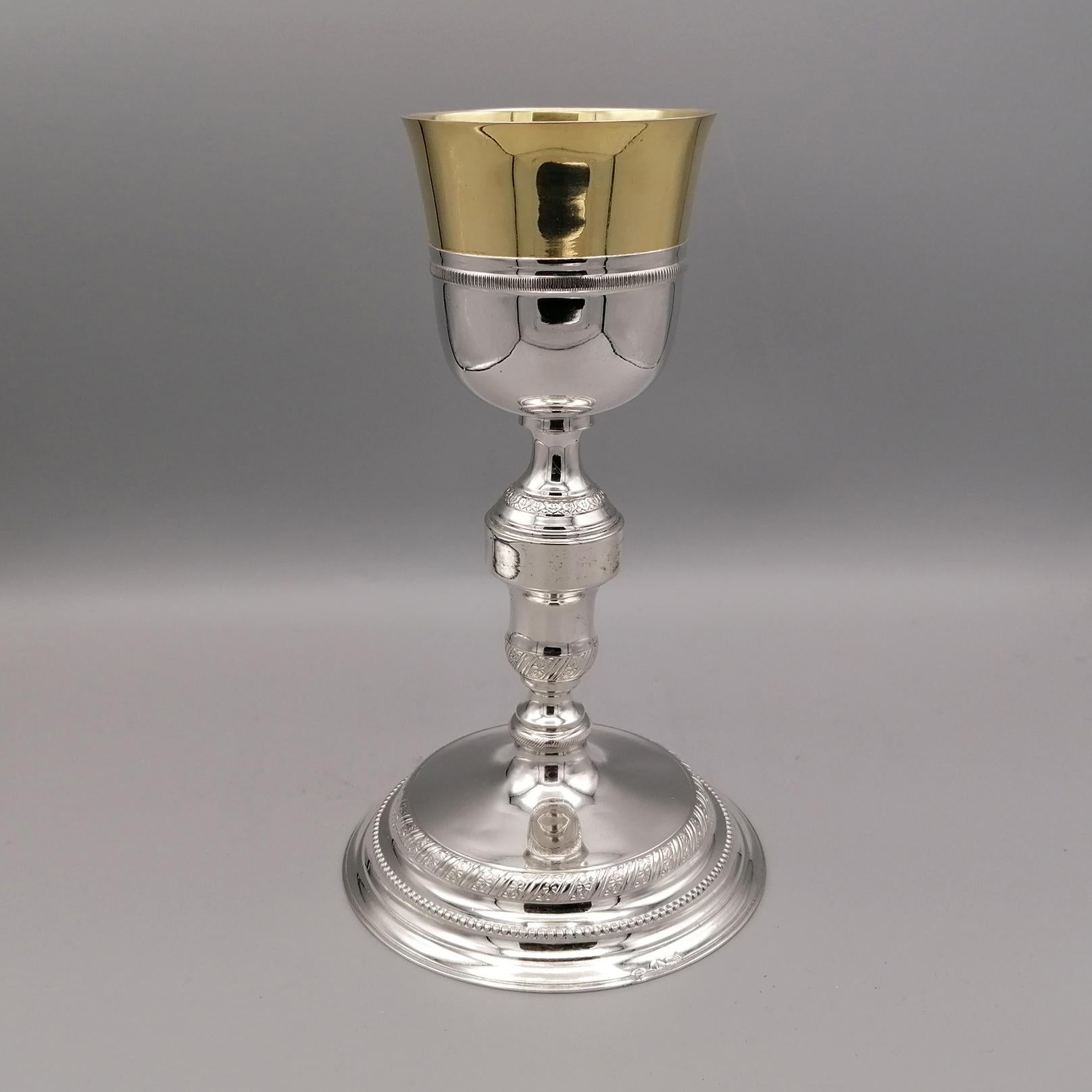 Early XIX° Century Italian 800 Silver Liturgical Chatolic Chalice For Sale 9