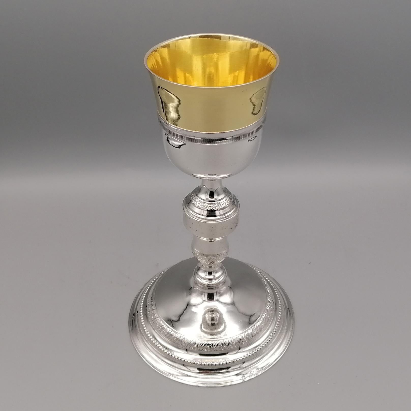 Empire Early XIX° Century Italian 800 Silver Liturgical Chatolic Chalice For Sale
