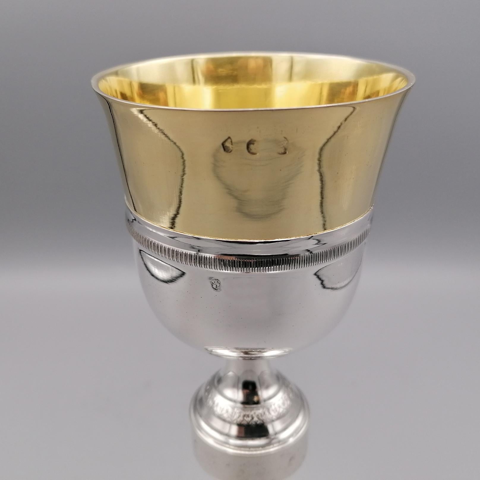 Early XIX° Century Italian 800 Silver Liturgical Chatolic Chalice For Sale 2