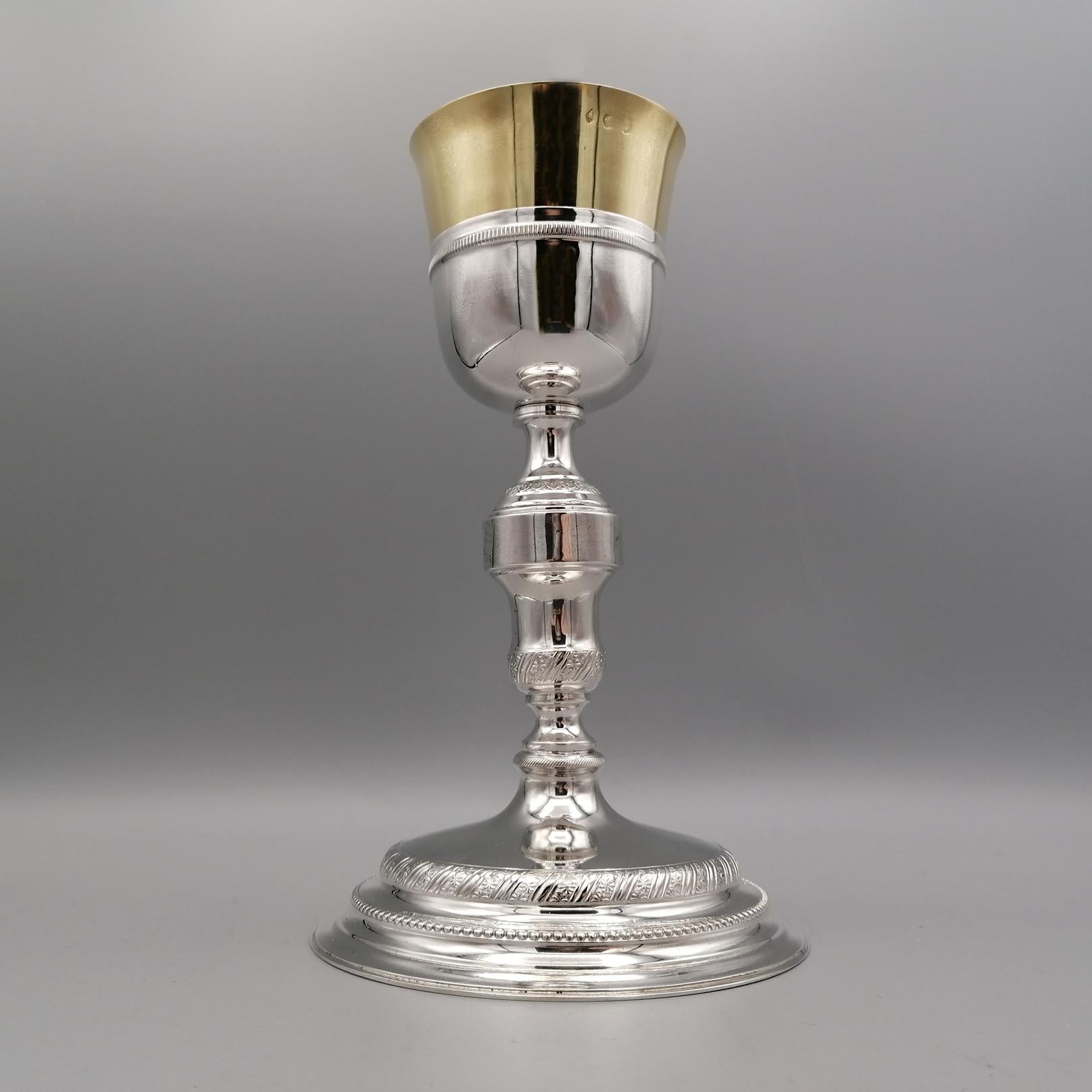 Early XIX° Century Italian 800 Silver Liturgical Chatolic Chalice For Sale 3