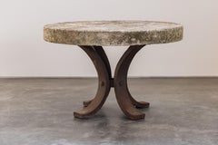 Early XL Iron And Stone Garden Table From France, Circa 1900