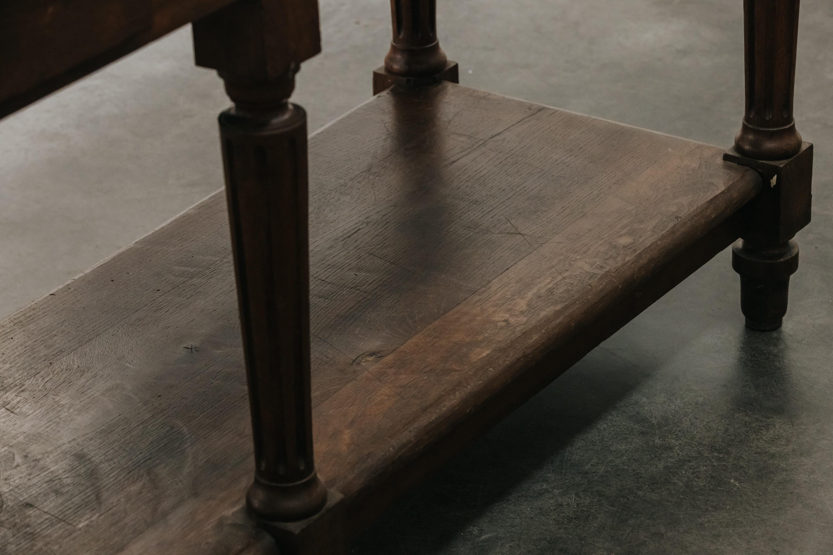 Early XL Oak Draper Table From France, Circa 1900 In Good Condition In Nashville, TN