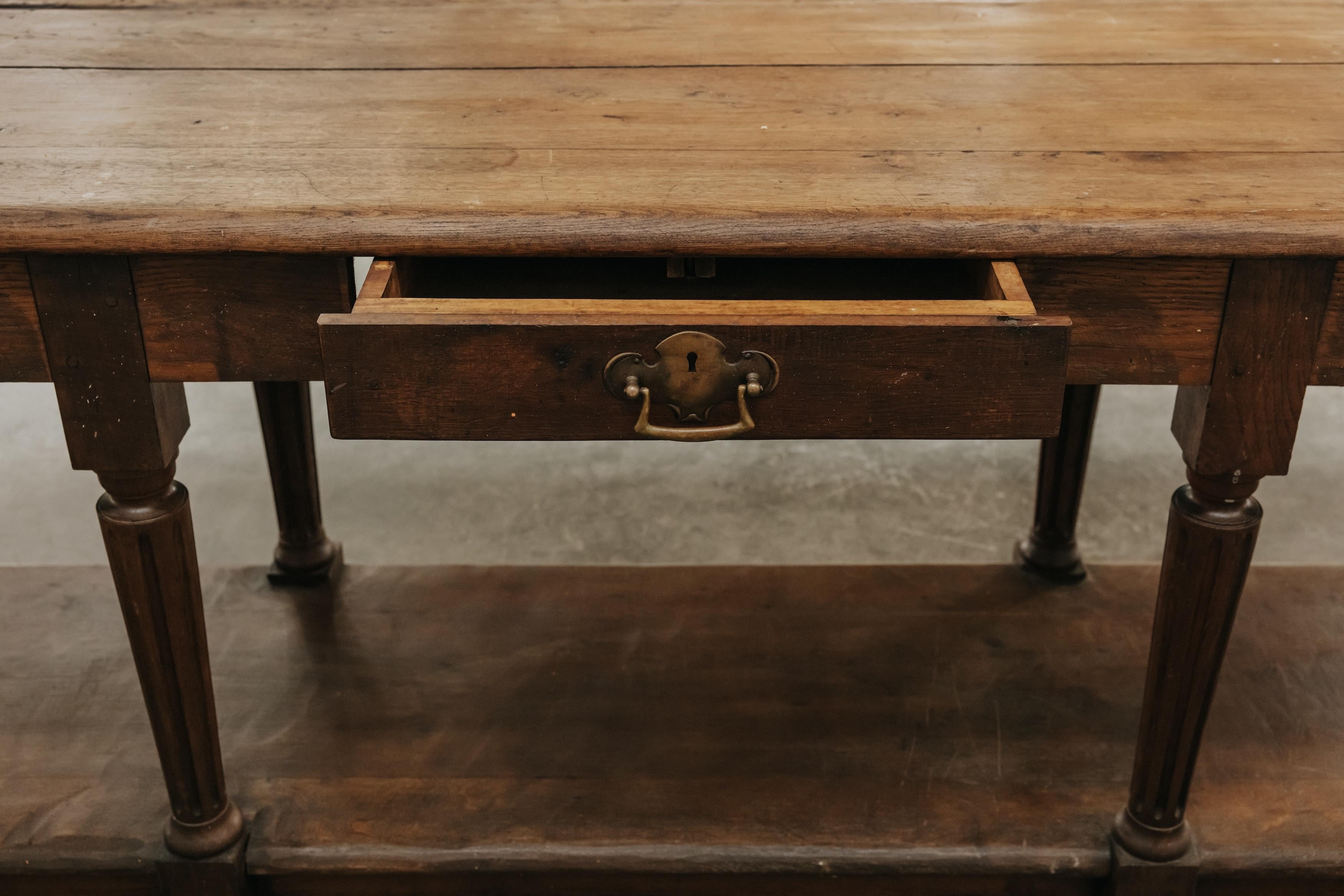 Early XL Oak Draper Table From France, Circa 1900 1