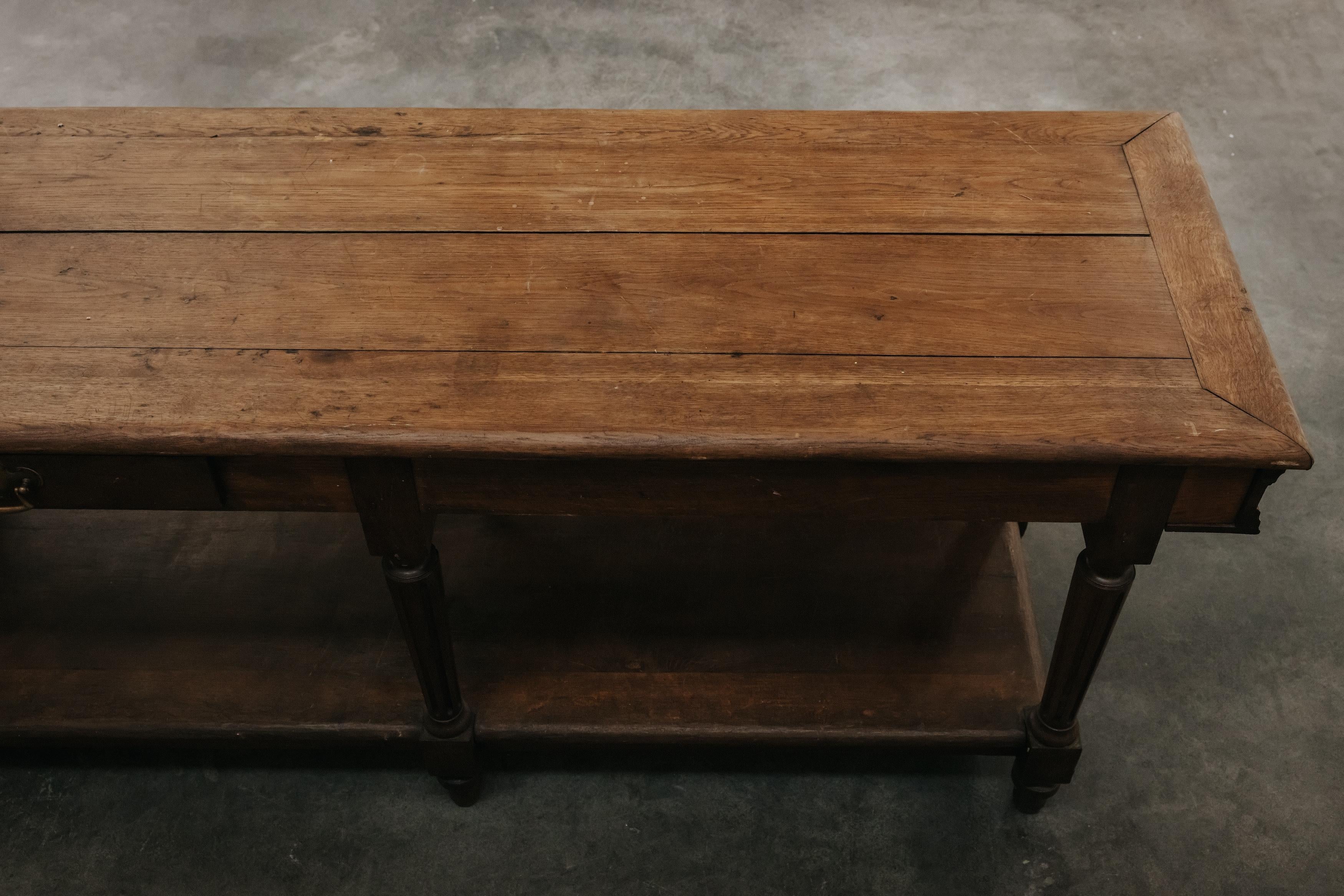 Early XL Oak Draper Table From France, Circa 1900 2