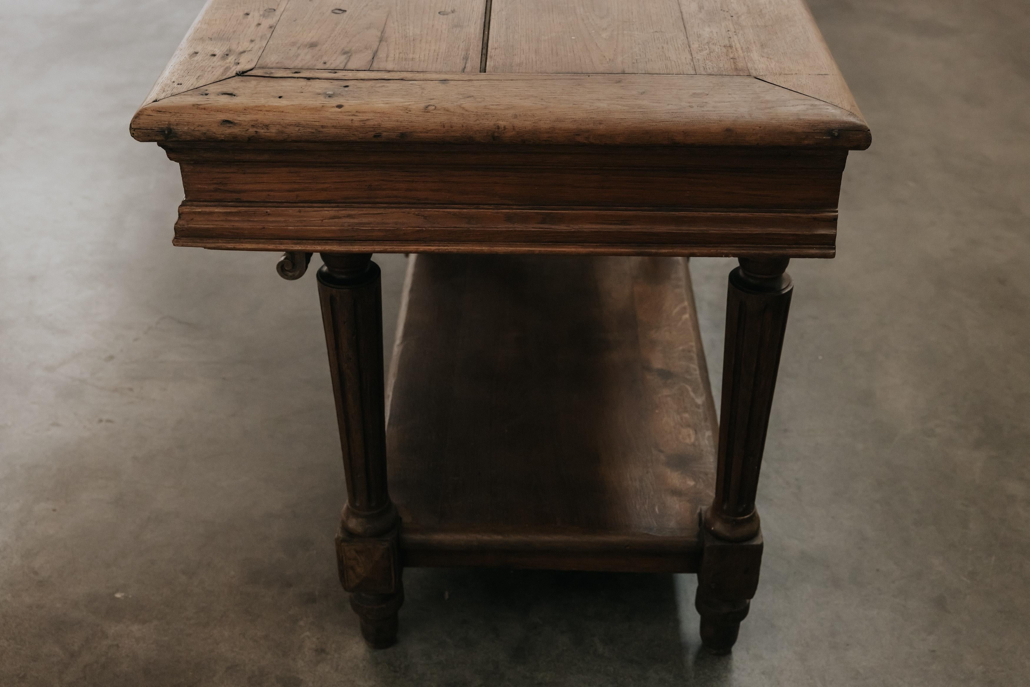 Early XL Oak Draper Table From France, Circa 1900 3