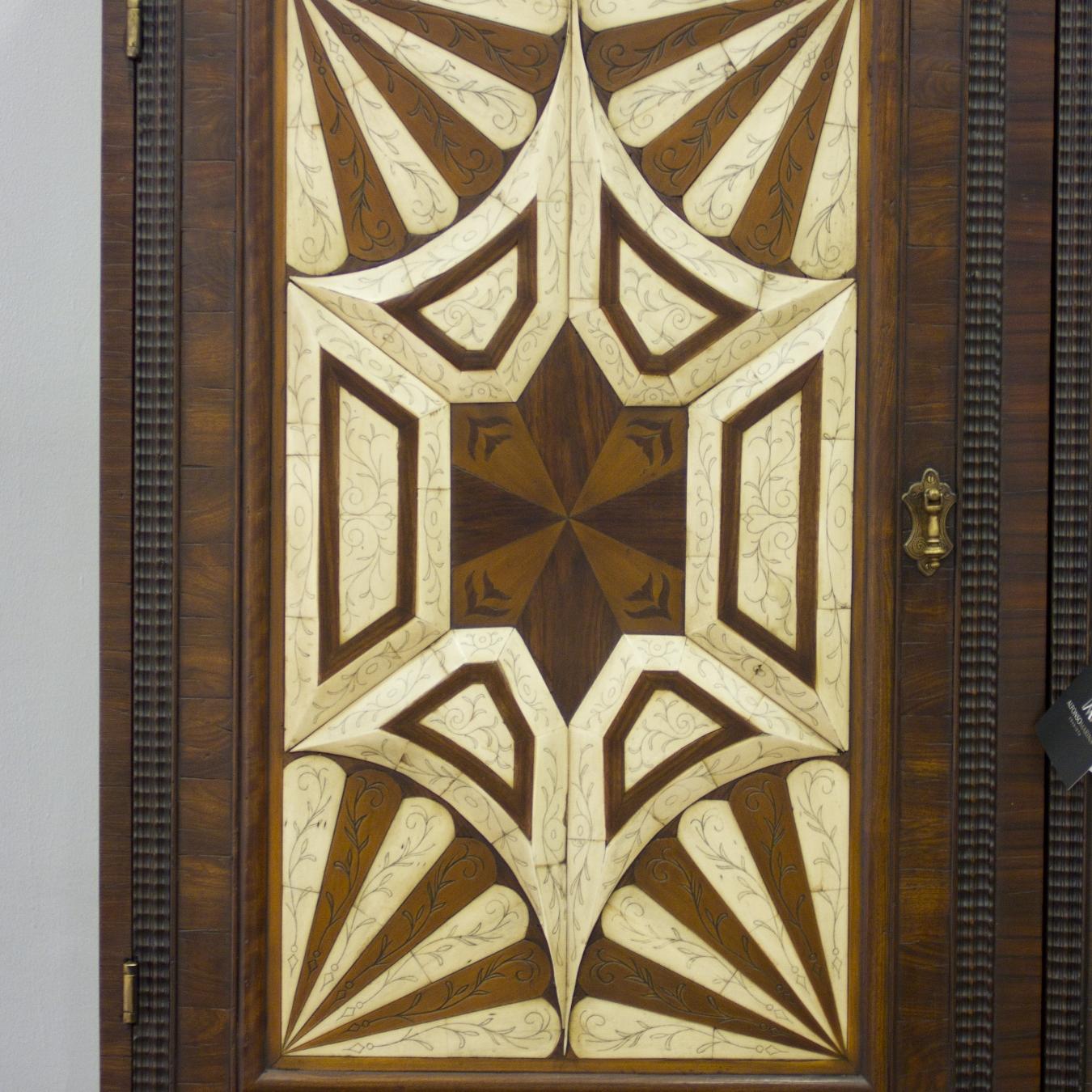 Mexican Early XVIII Century dutch and spanish inspired wood Toledo Armoire