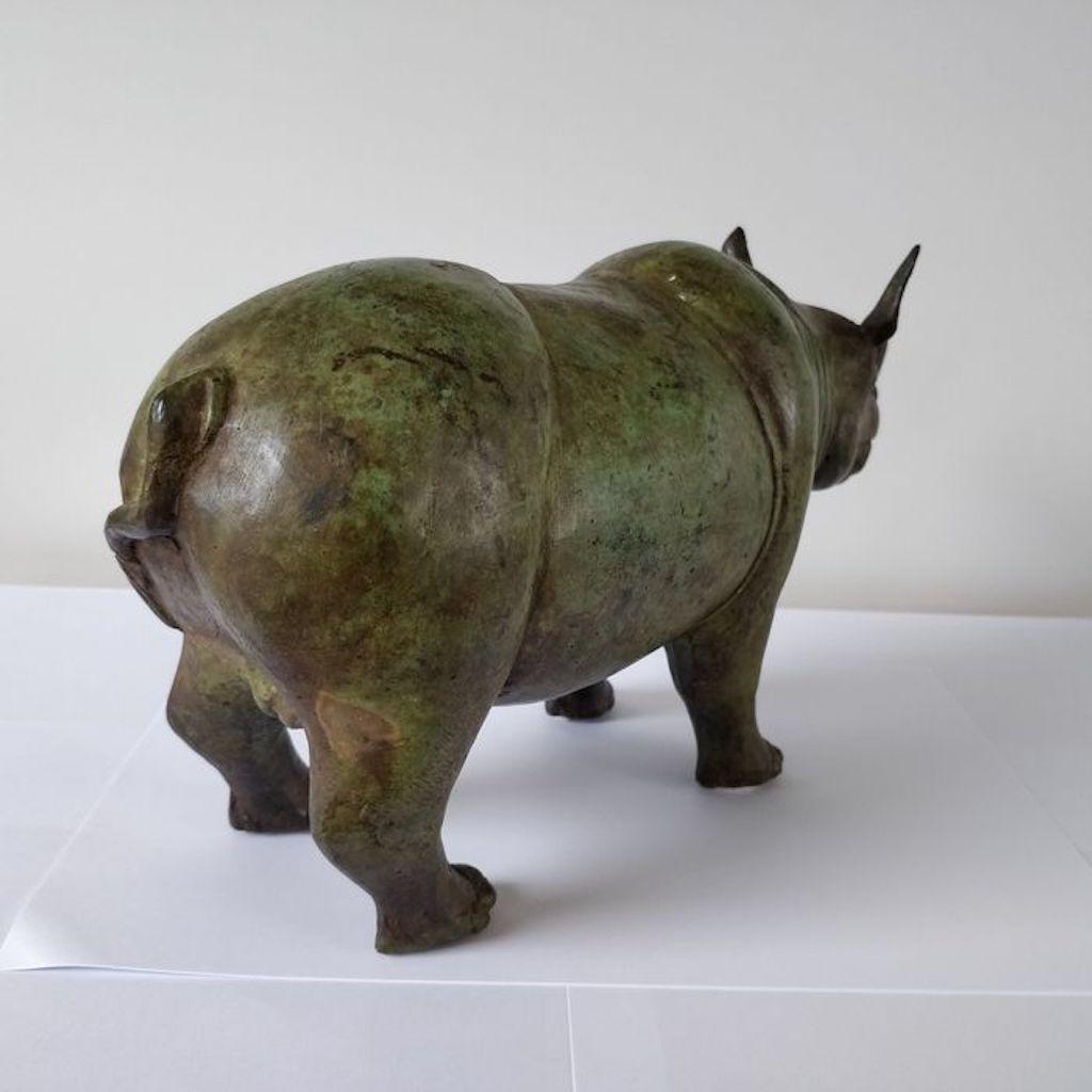 Art Deco Early 20th Century Bronze Animalier Sculpture Representing a Rhino