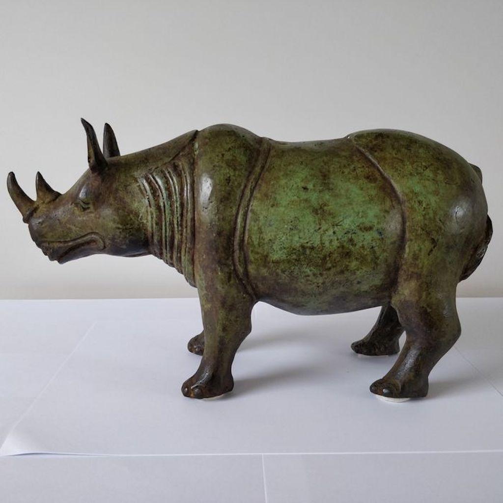 French Early 20th Century Bronze Animalier Sculpture Representing a Rhino