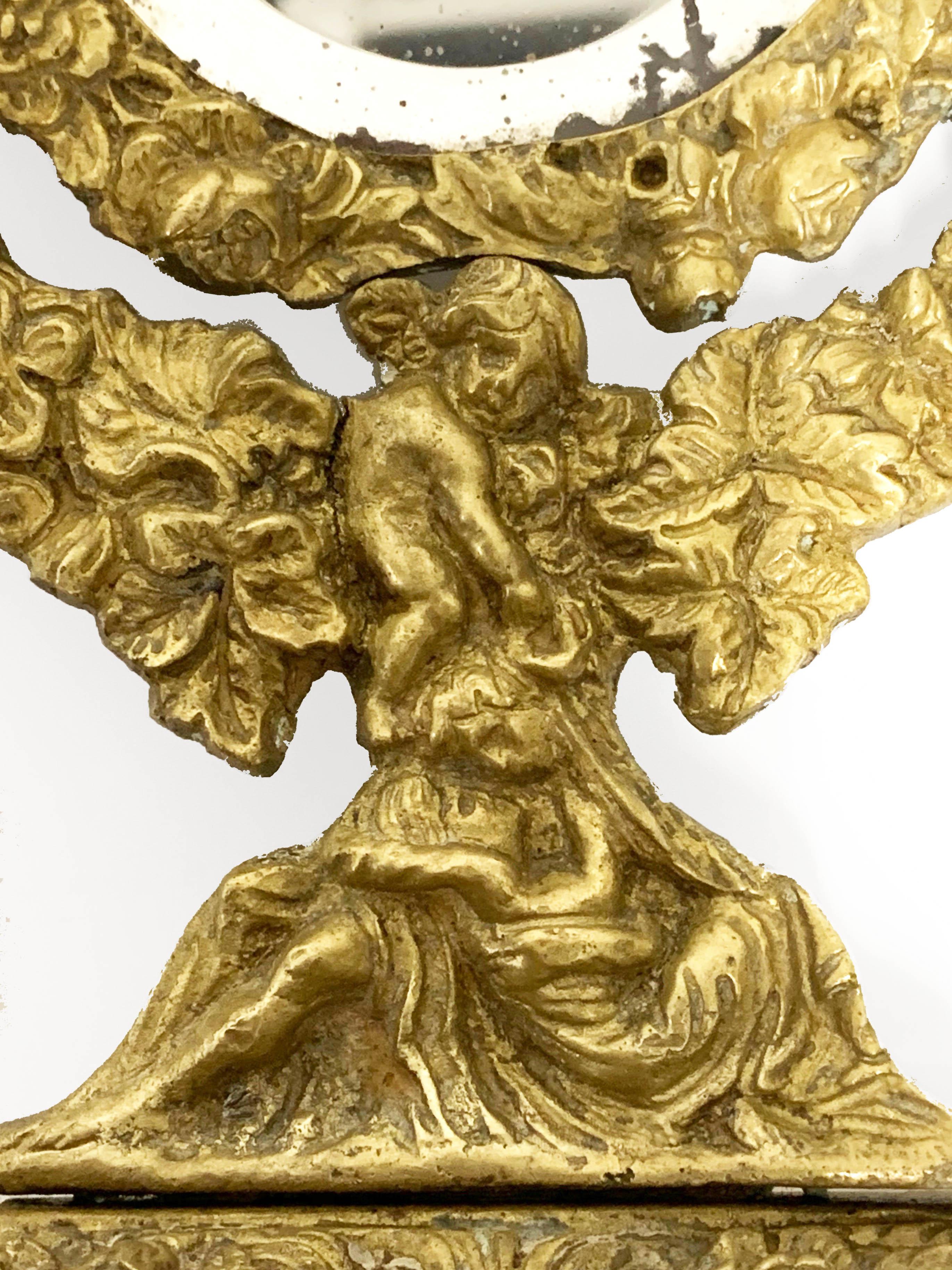 Frühes 20. Jahrhundert Neoreinasance Vergoldete Bronze Tisch Spiegel und Skulptur im Angebot 3