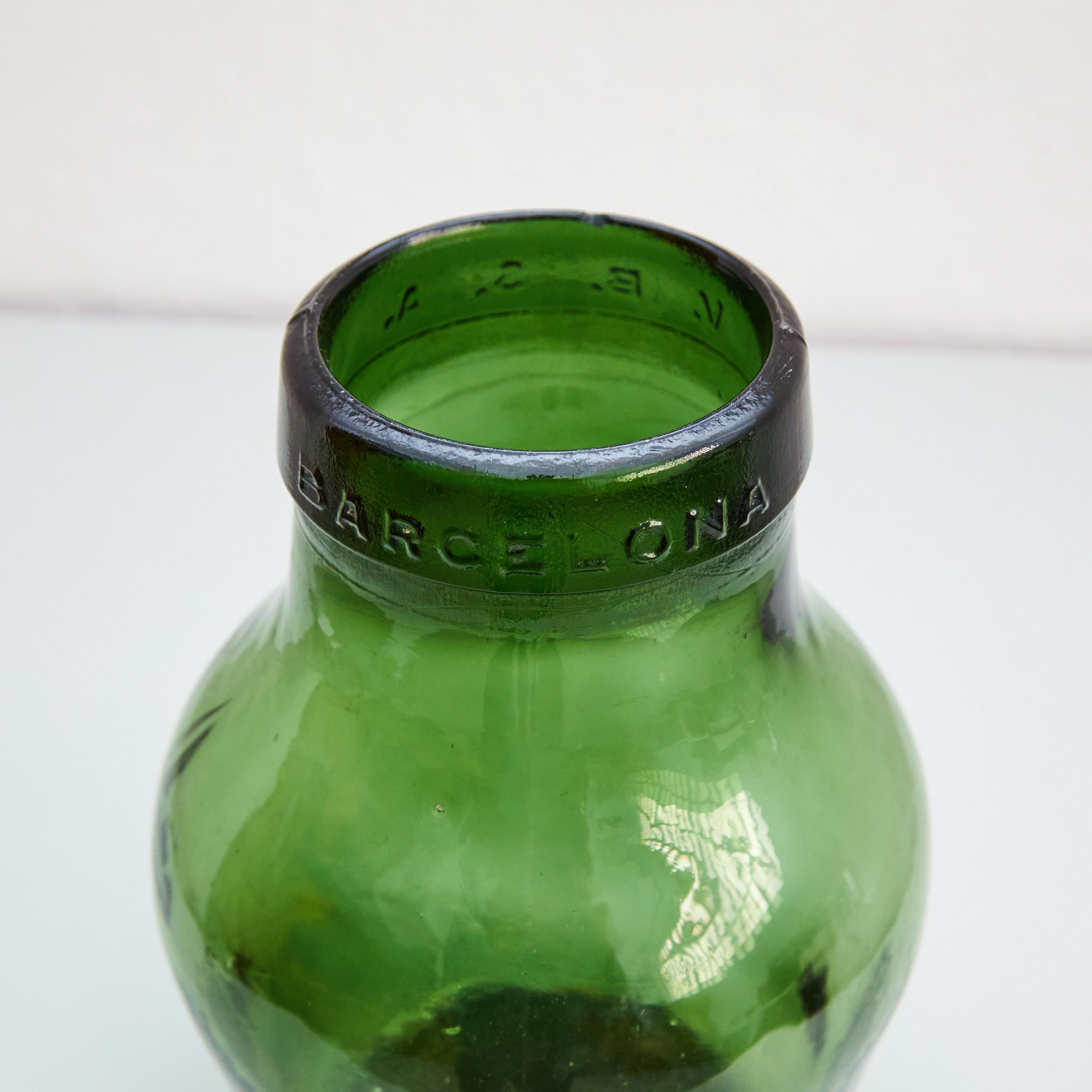 Early 20th Centry Spanish Glass Bottle Vase, circa 1940 In Good Condition For Sale In Barcelona, Barcelona