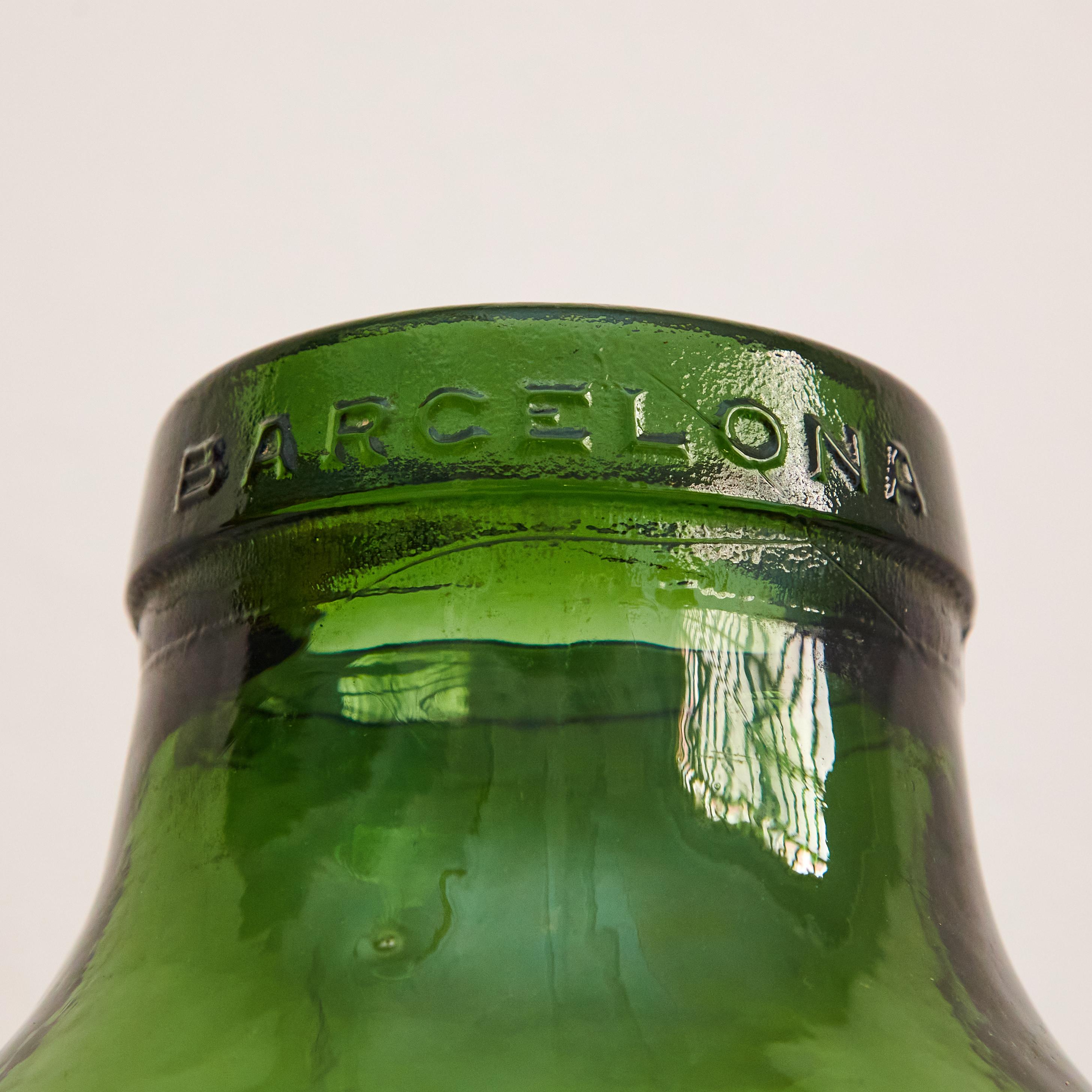 Early 20th Centry Spanish Glass Bottle Vase, circa 1940 In Good Condition For Sale In Barcelona, Barcelona