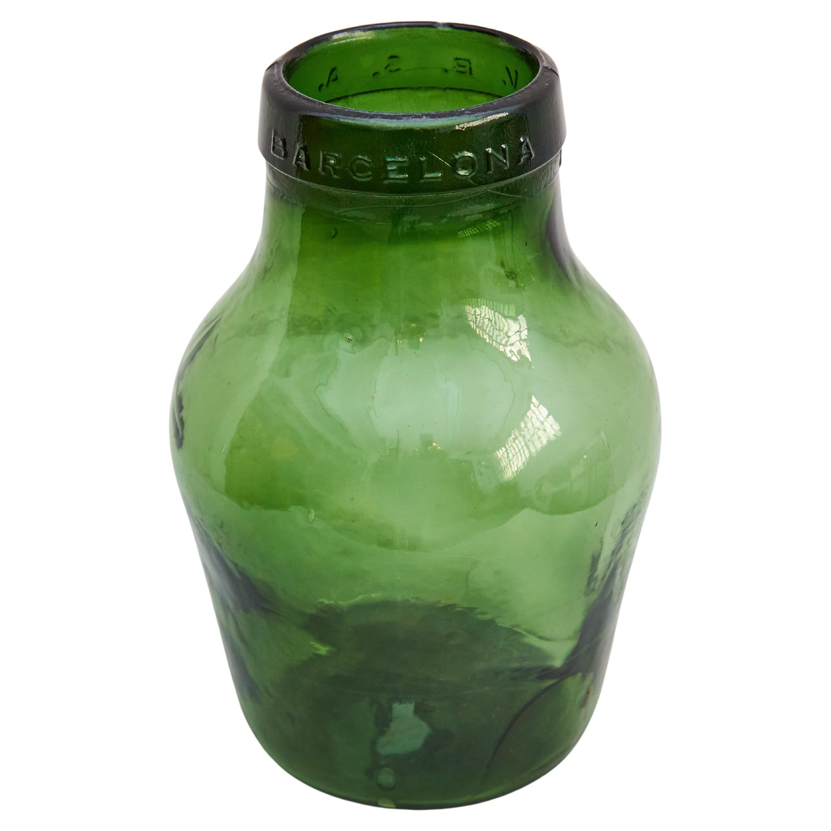 Early 20th Centry Spanish Glass Bottle Vase, circa 1940 For Sale