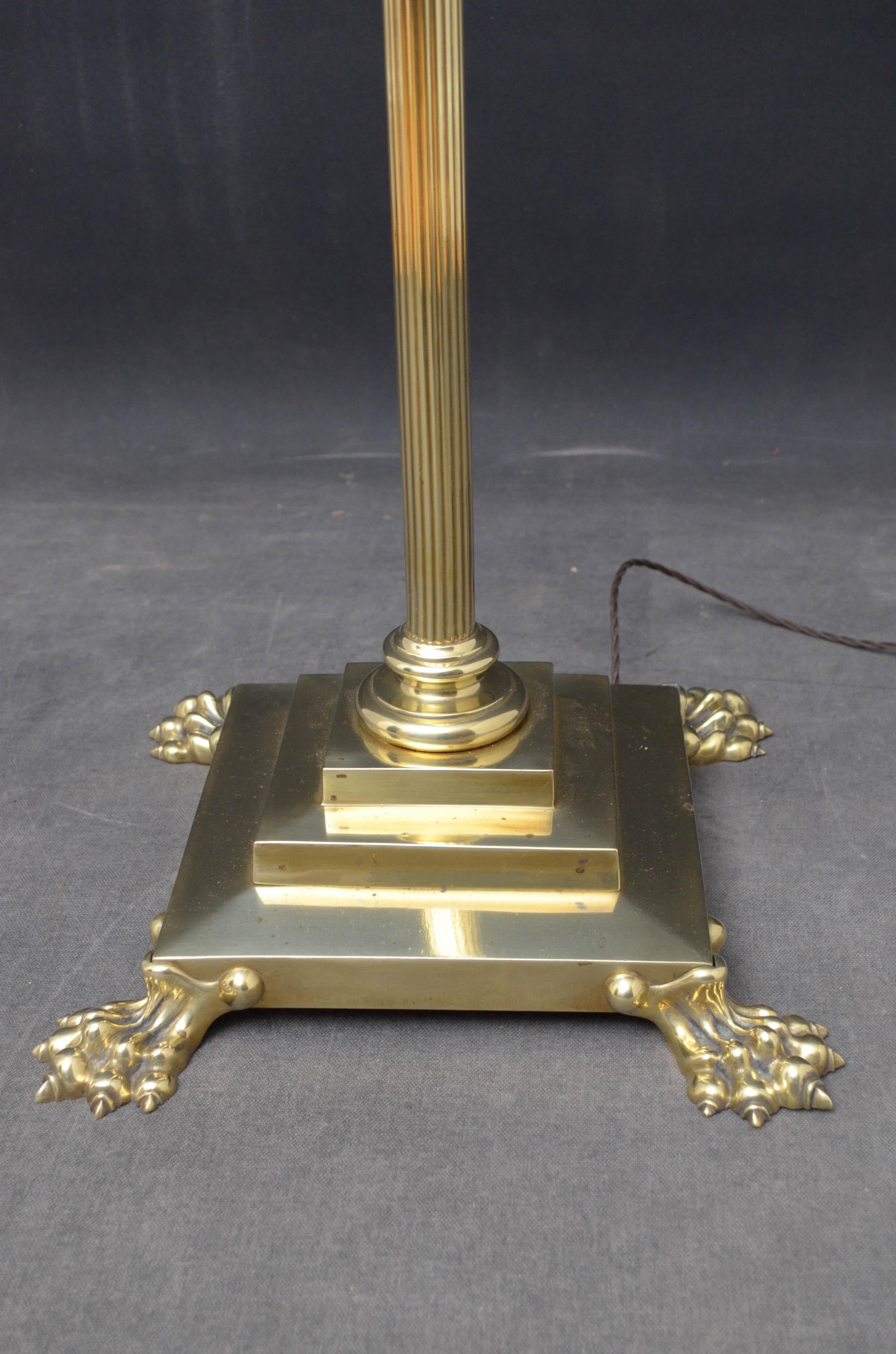 Early 20th Century Brass Floor Lamp In Good Condition In Whaley Bridge, GB