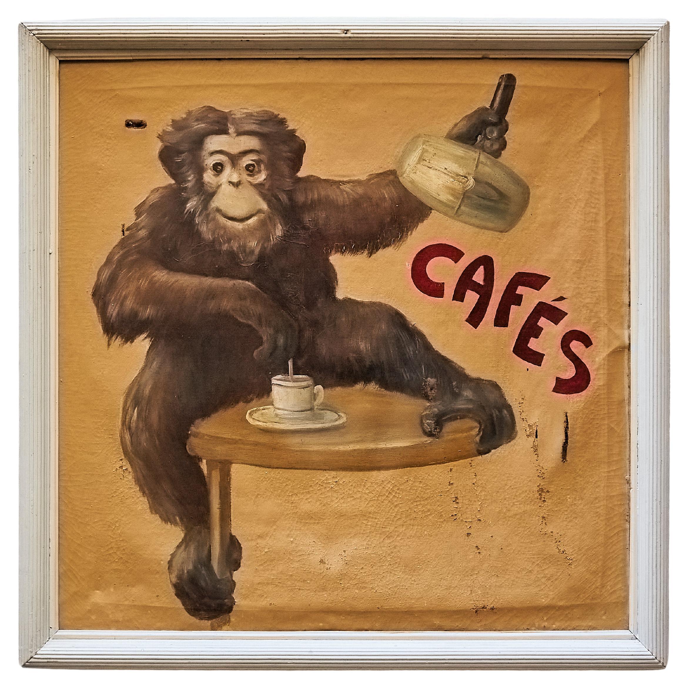 Early XXth Century Framed Antique Publicity for 'Cafes Tupinamba', circa 1930.