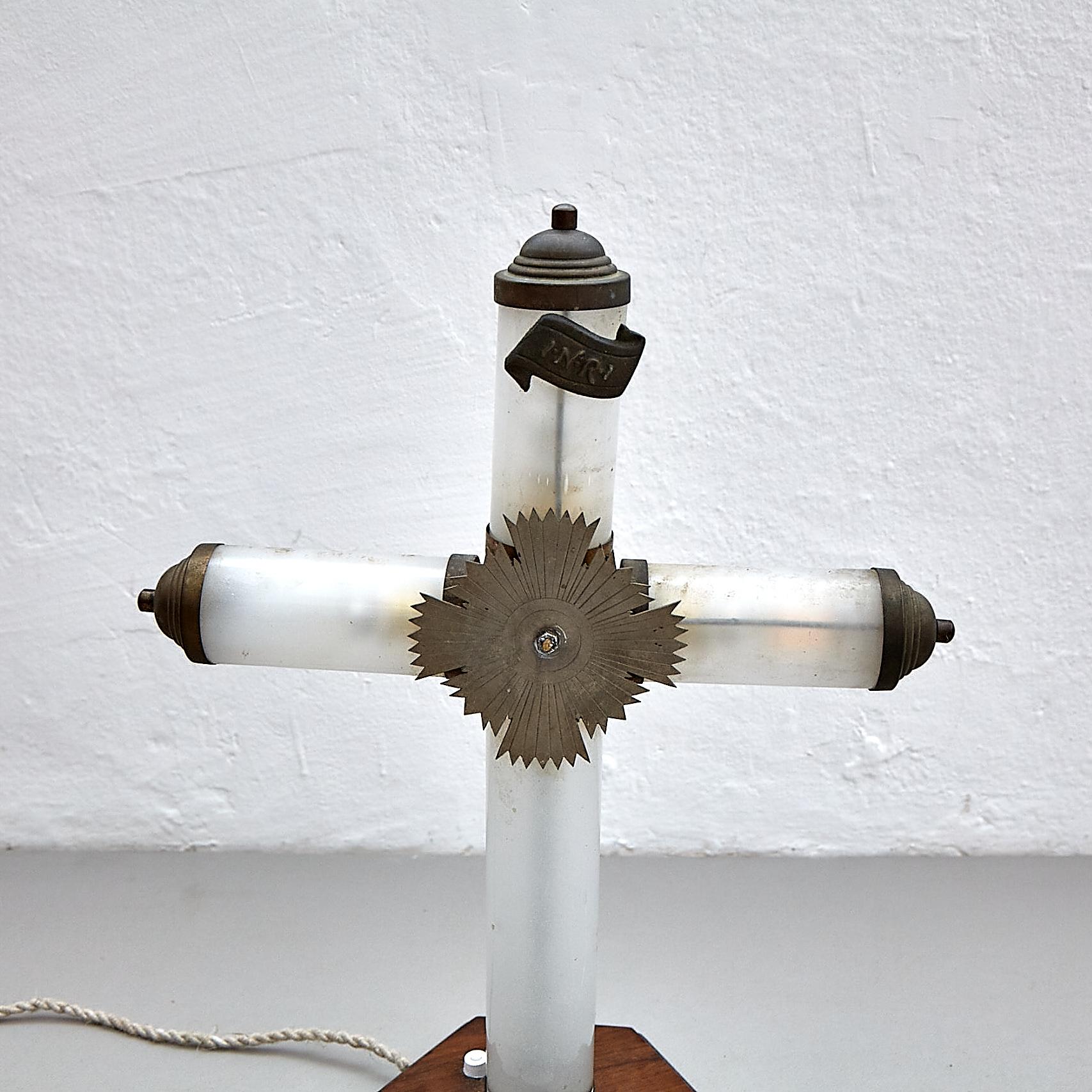 Religiöse Tischlampe des frühen 20. Jahrhunderts, um 1940 (Moderne der Mitte des Jahrhunderts)