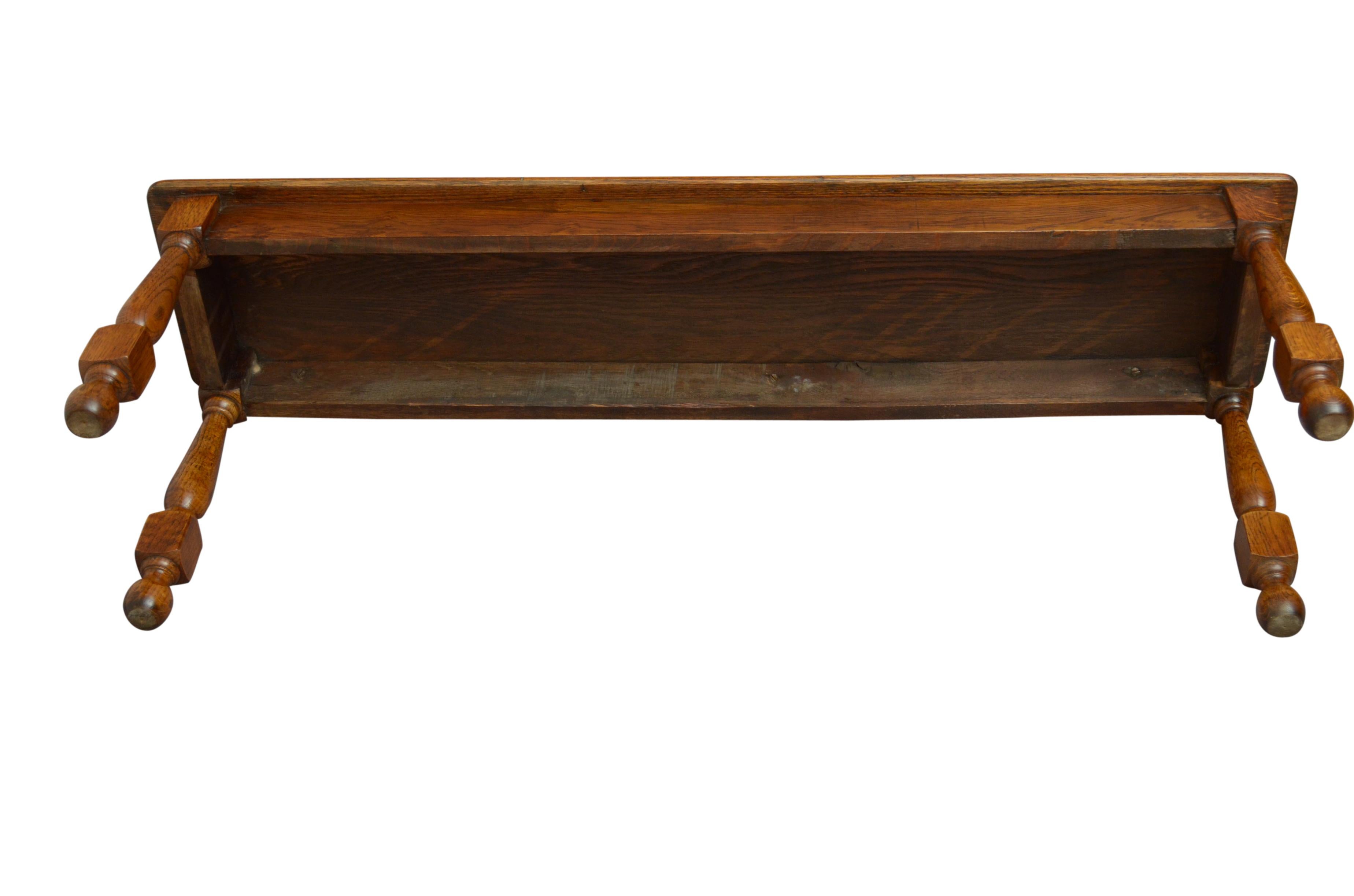 Early XXth Century Solid Oak Bench 2