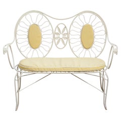 Early 20th Century White Lacquered French Garden Bench, circa 1940