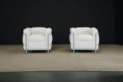 Early Year 'LC2' Bouclé Club Chairs by Le Corbusier for Cassina, c 1969, Signed