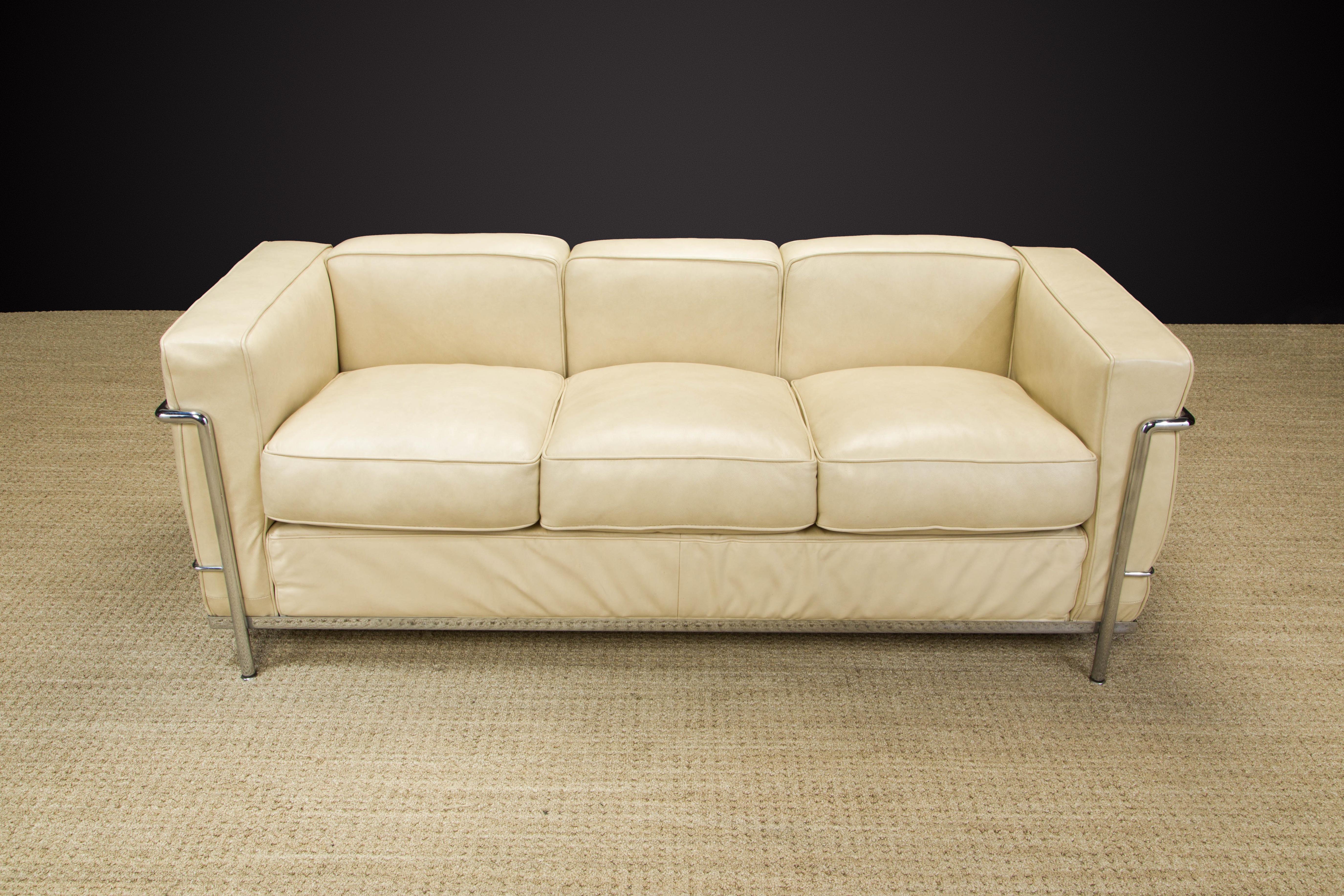 cream leather couch