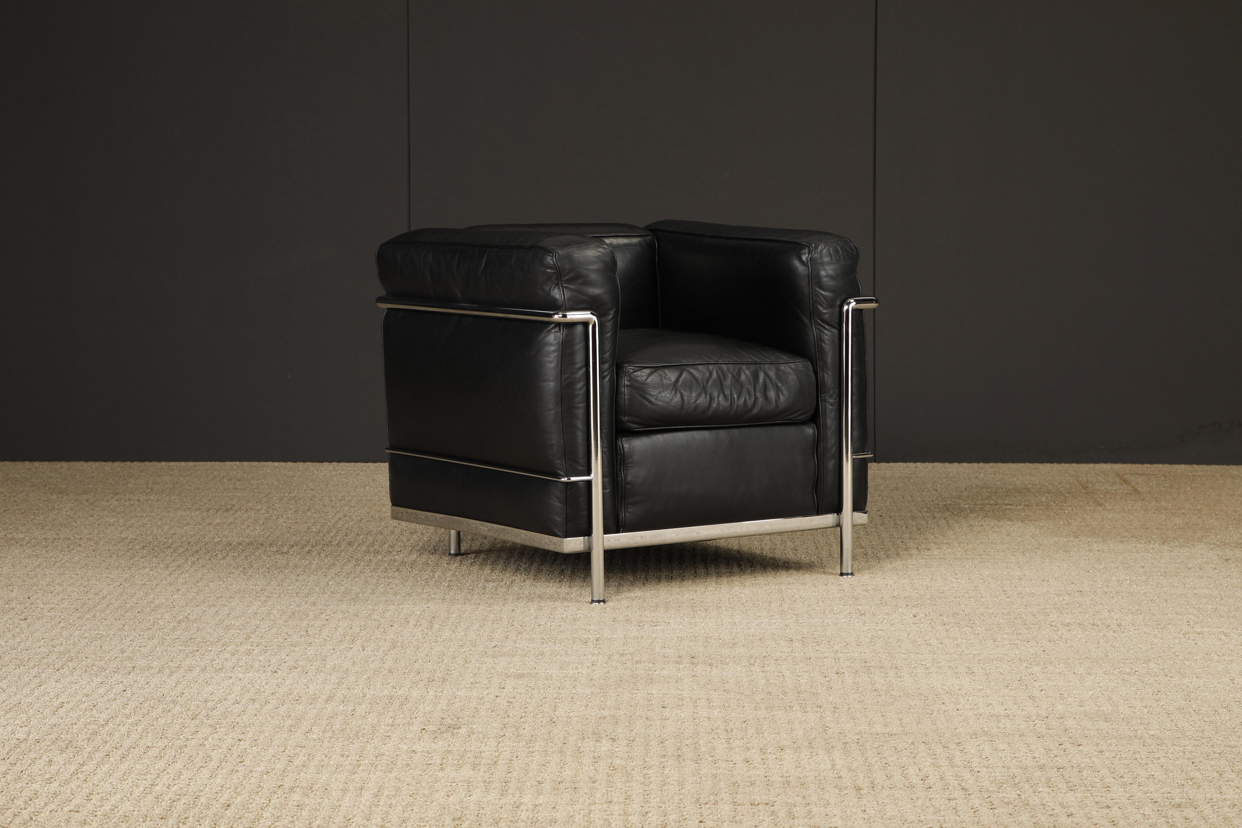 Fine XX secolo Sedia Club in Pelle 'LC2' di Le Corbusier per Cassina, anni '80 circa, Firmata in vendita