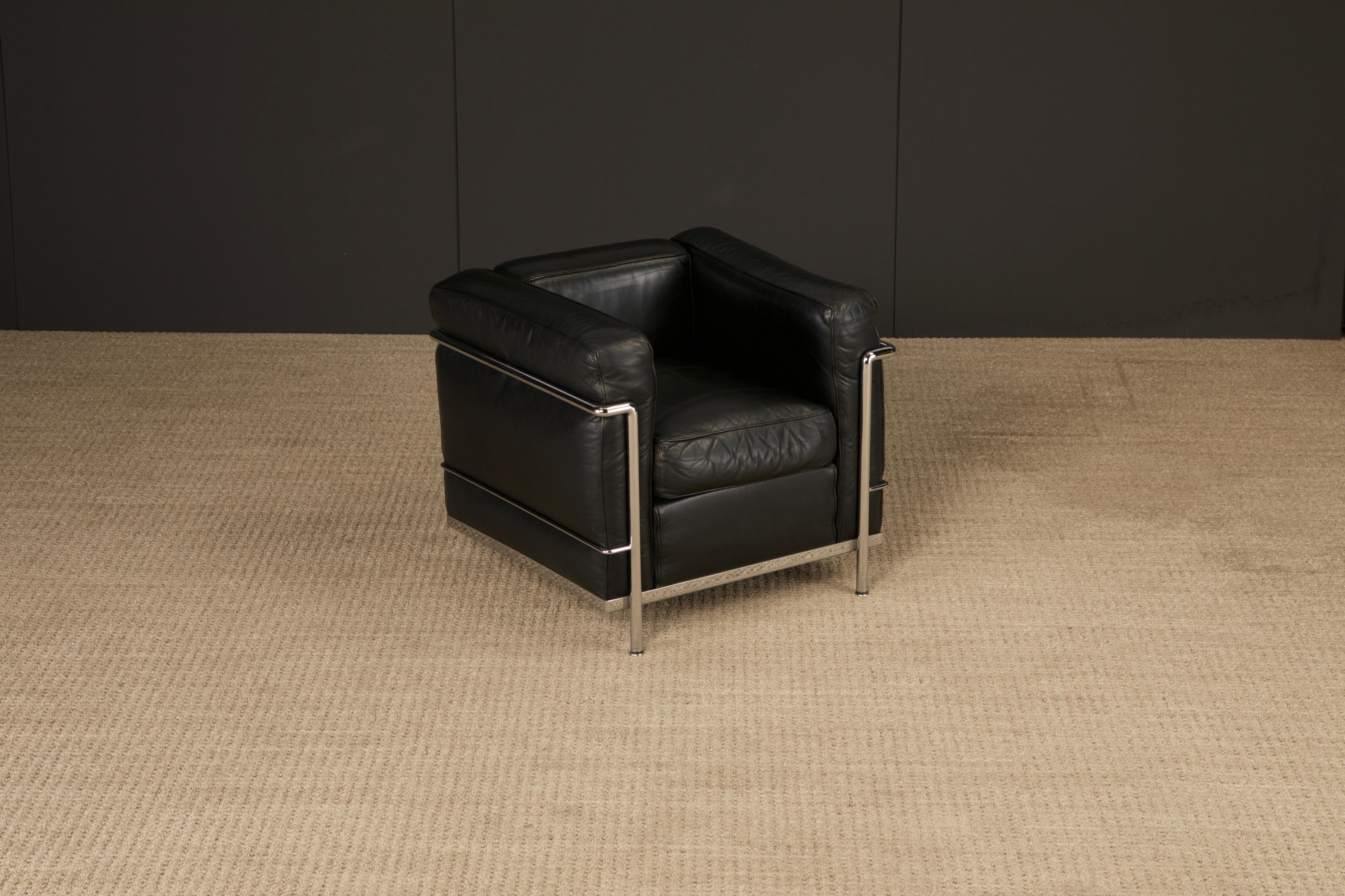 Sedia Club in Pelle 'LC2' di Le Corbusier per Cassina, anni '80 circa, Firmata in vendita 1