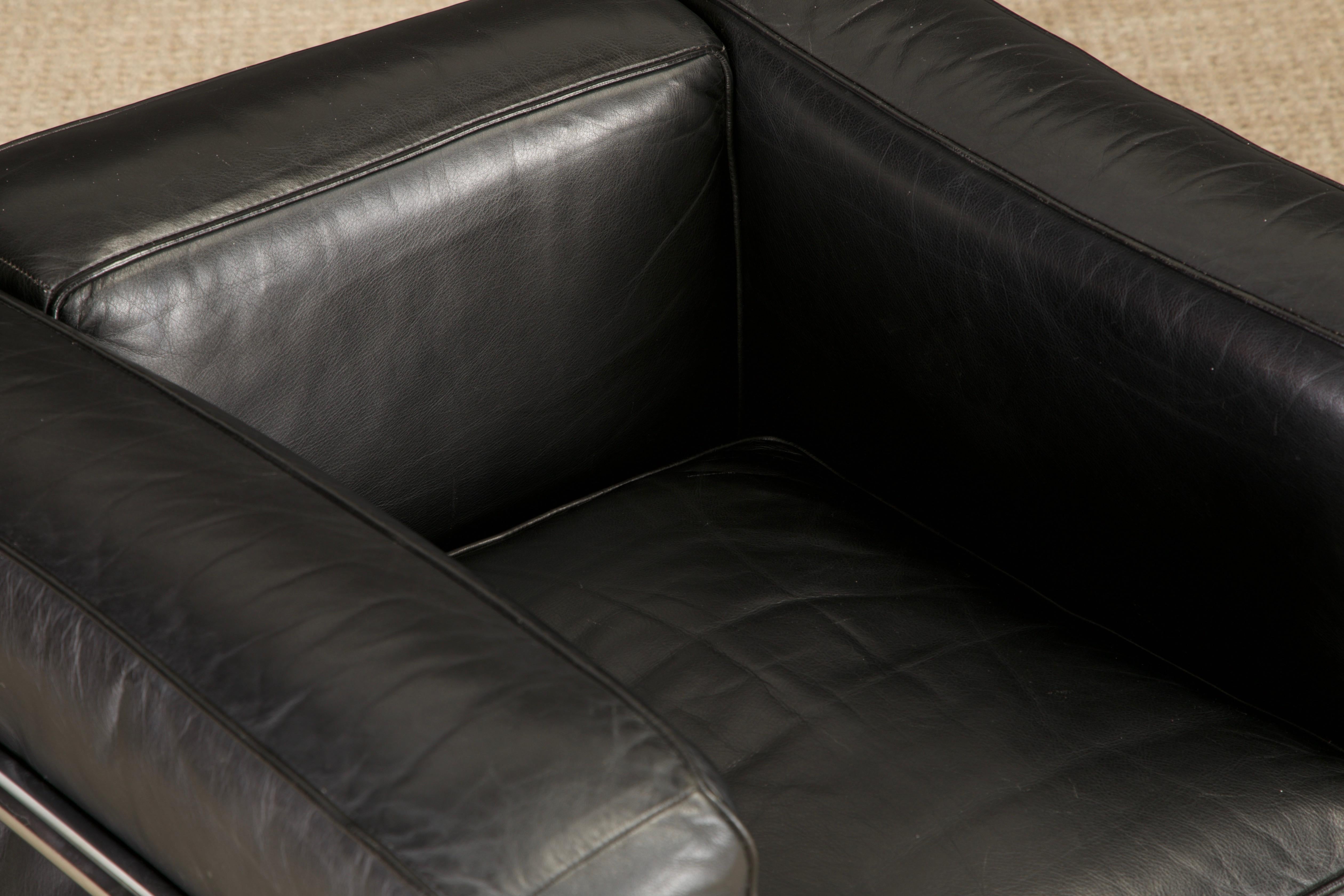 Sedia Club in Pelle 'LC2' di Le Corbusier per Cassina, anni '80 circa, Firmata in vendita 2