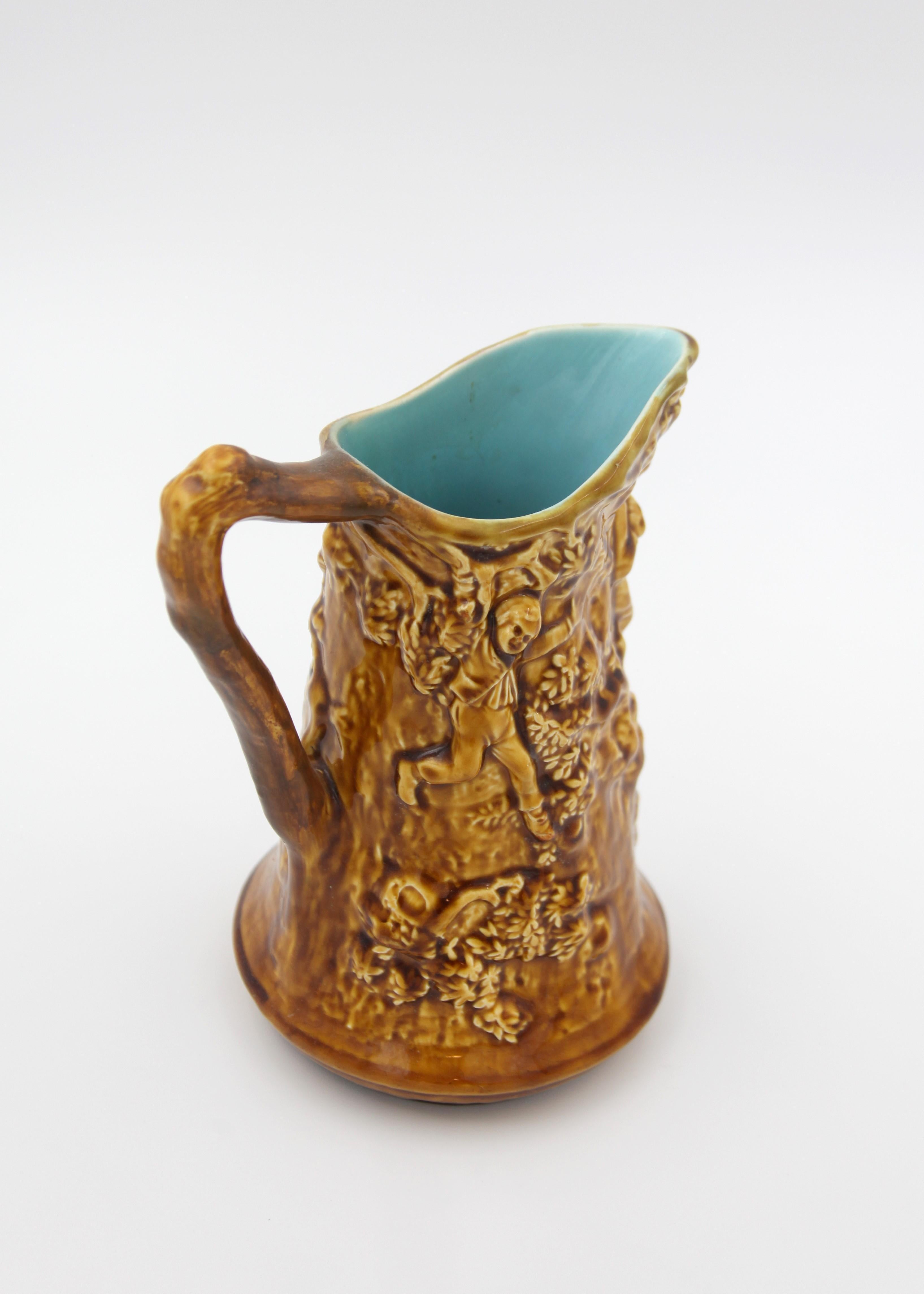 Glazed Early Yellow Majolica Pitcher Sarreguemines, Circa 1870 For Sale