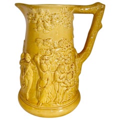 Antique Early Yellow Majolica Pitcher Sarreguemines, circa 1870