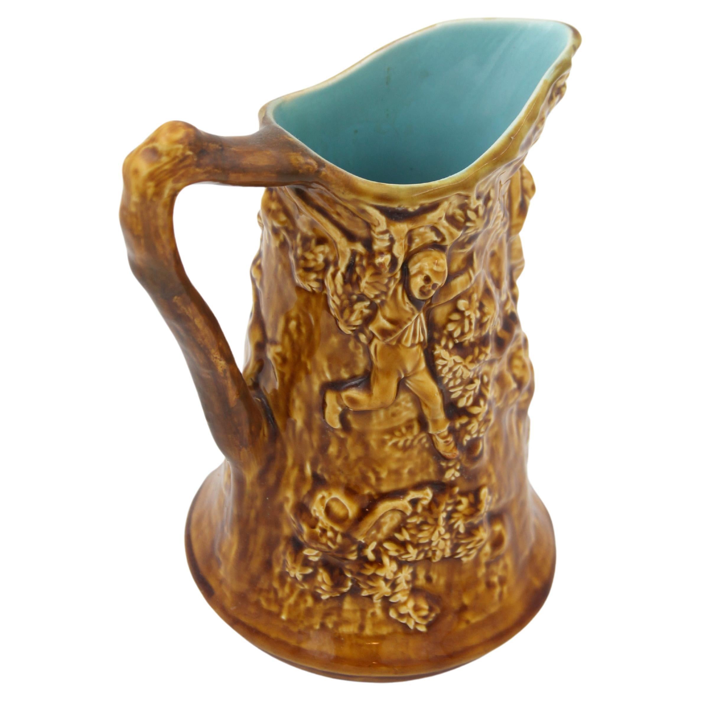 Early Yellow Majolica Pitcher Sarreguemines, Circa 1870 For Sale