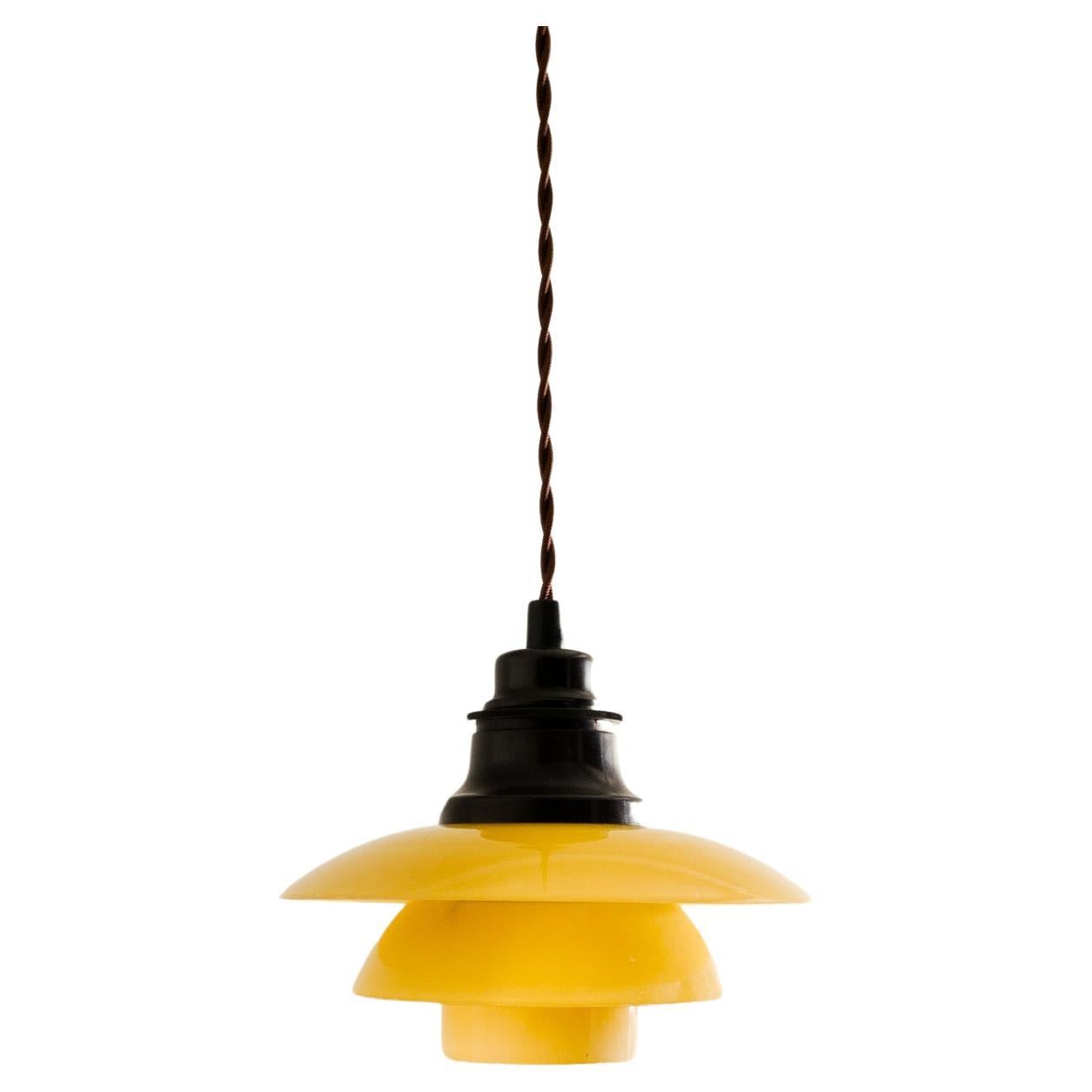 Early Yellow Poul Henningsen "PH 2/2" Mid Century Pendant by Louis Poulsen 1930s For Sale