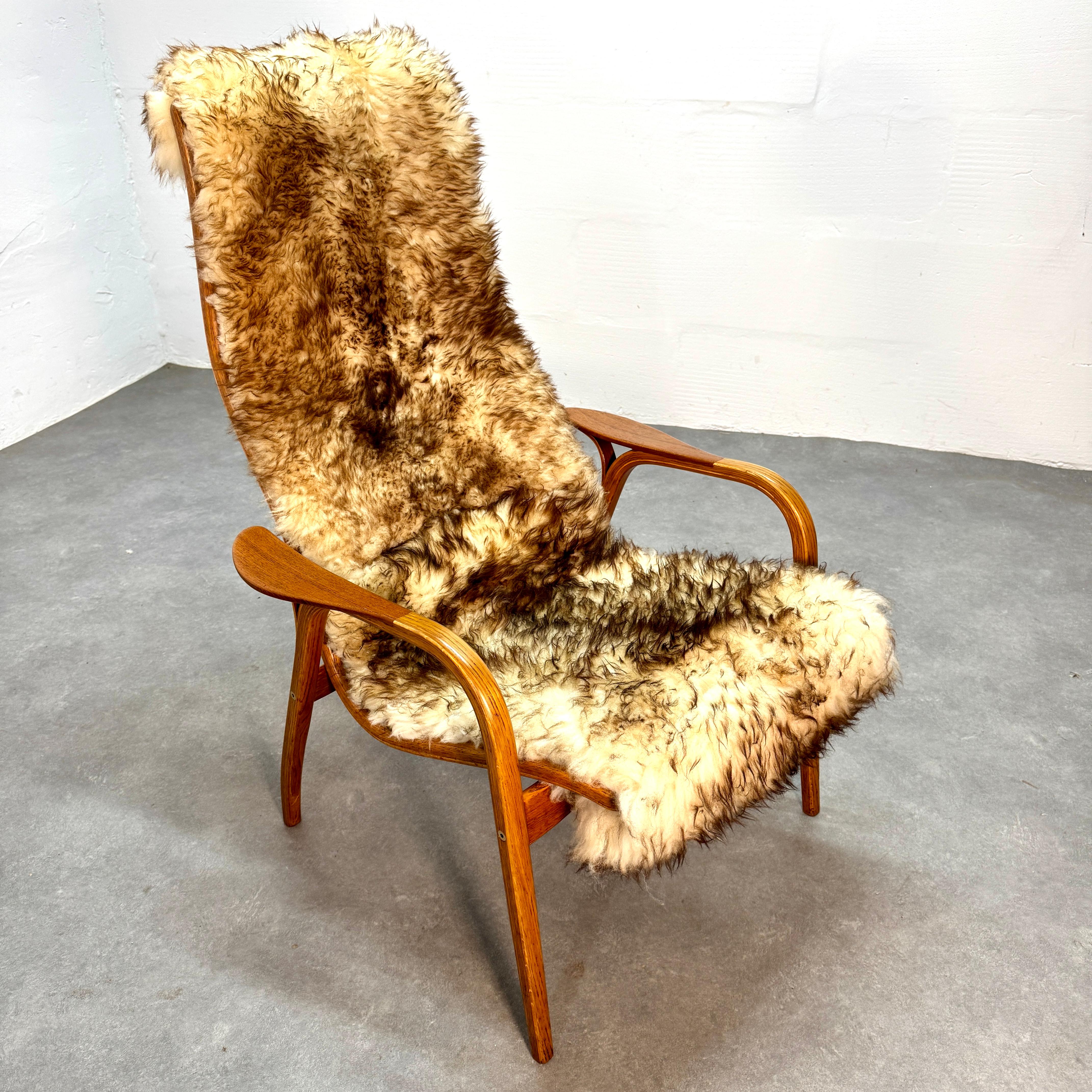 Early Yngne Ekstrom oak Lamino armchair & ottoman for Swedese Denmark, 1960's. For Sale 5
