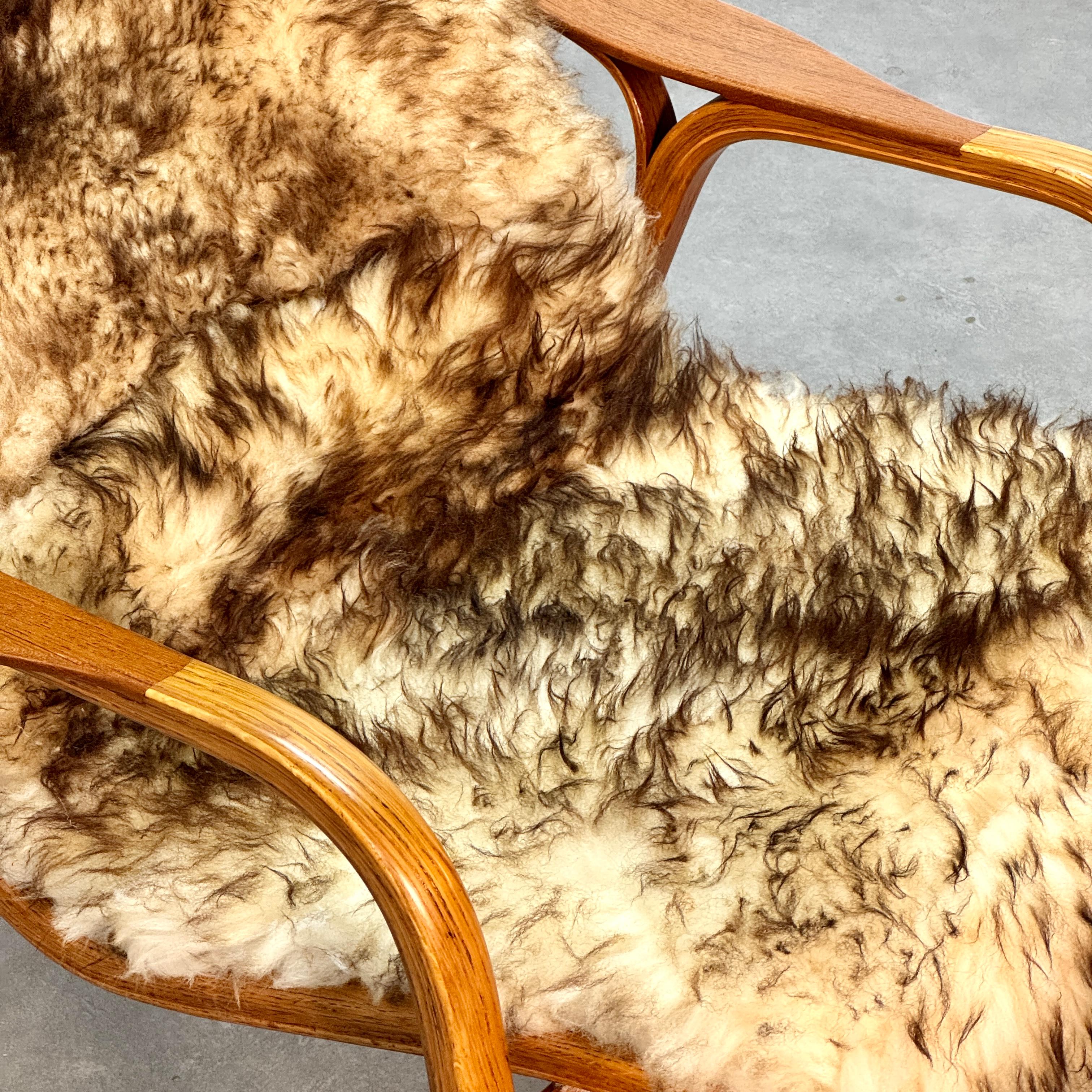 Early Yngne Ekstrom oak Lamino armchair & ottoman for Swedese Denmark, 1960's. For Sale 6