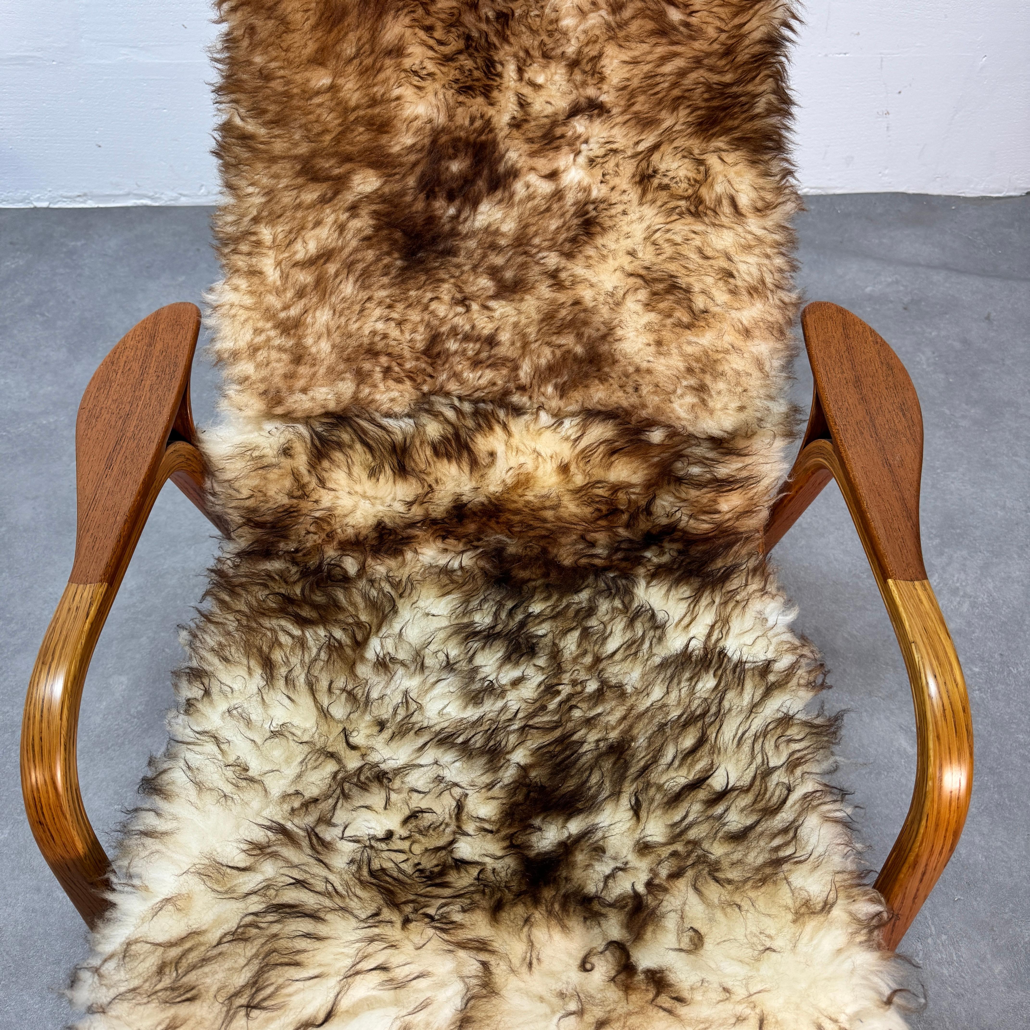 Early Yngne Ekstrom oak Lamino armchair & ottoman for Swedese Denmark, 1960's. For Sale 8