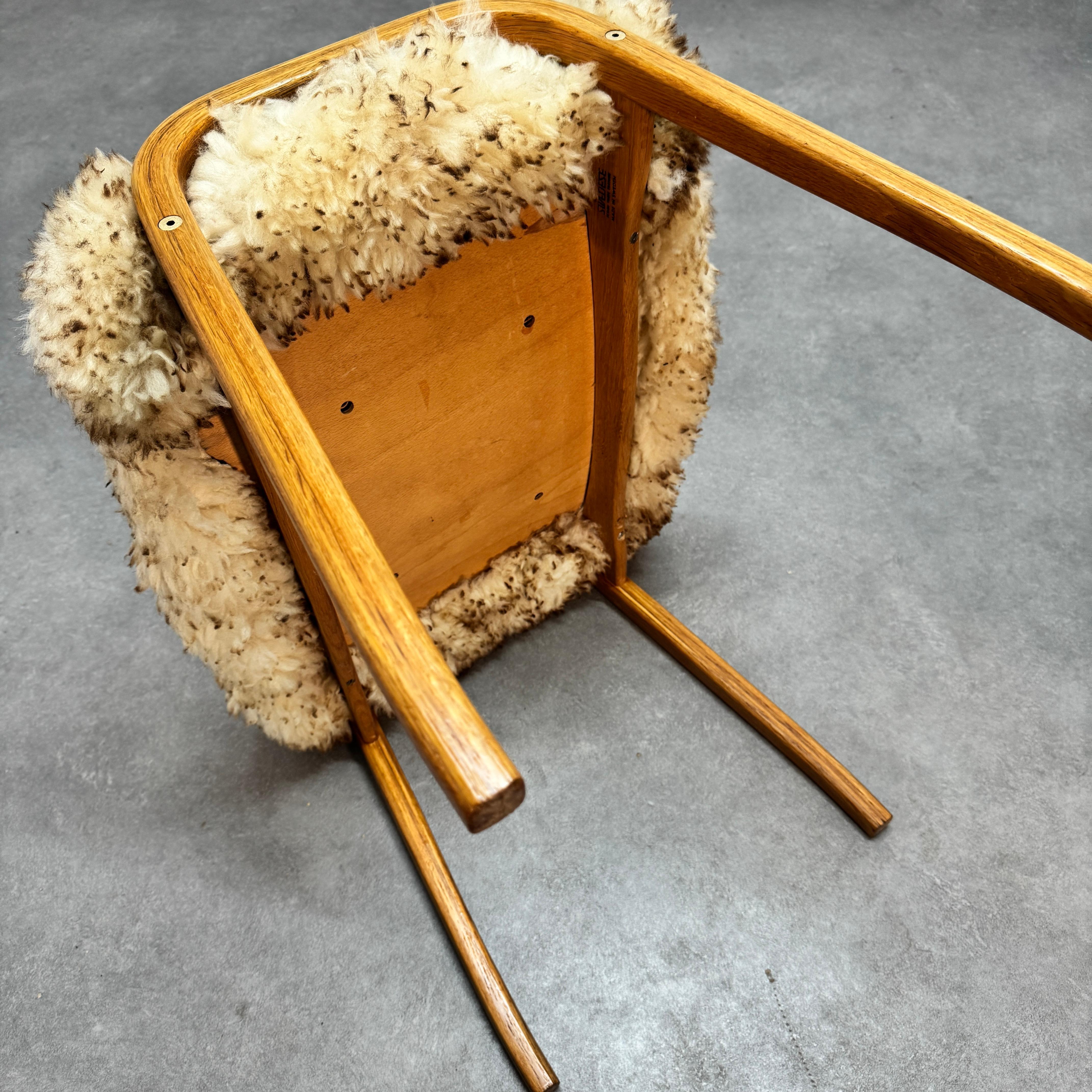 Early Yngne Ekstrom oak Lamino armchair & ottoman for Swedese Denmark, 1960's. For Sale 11
