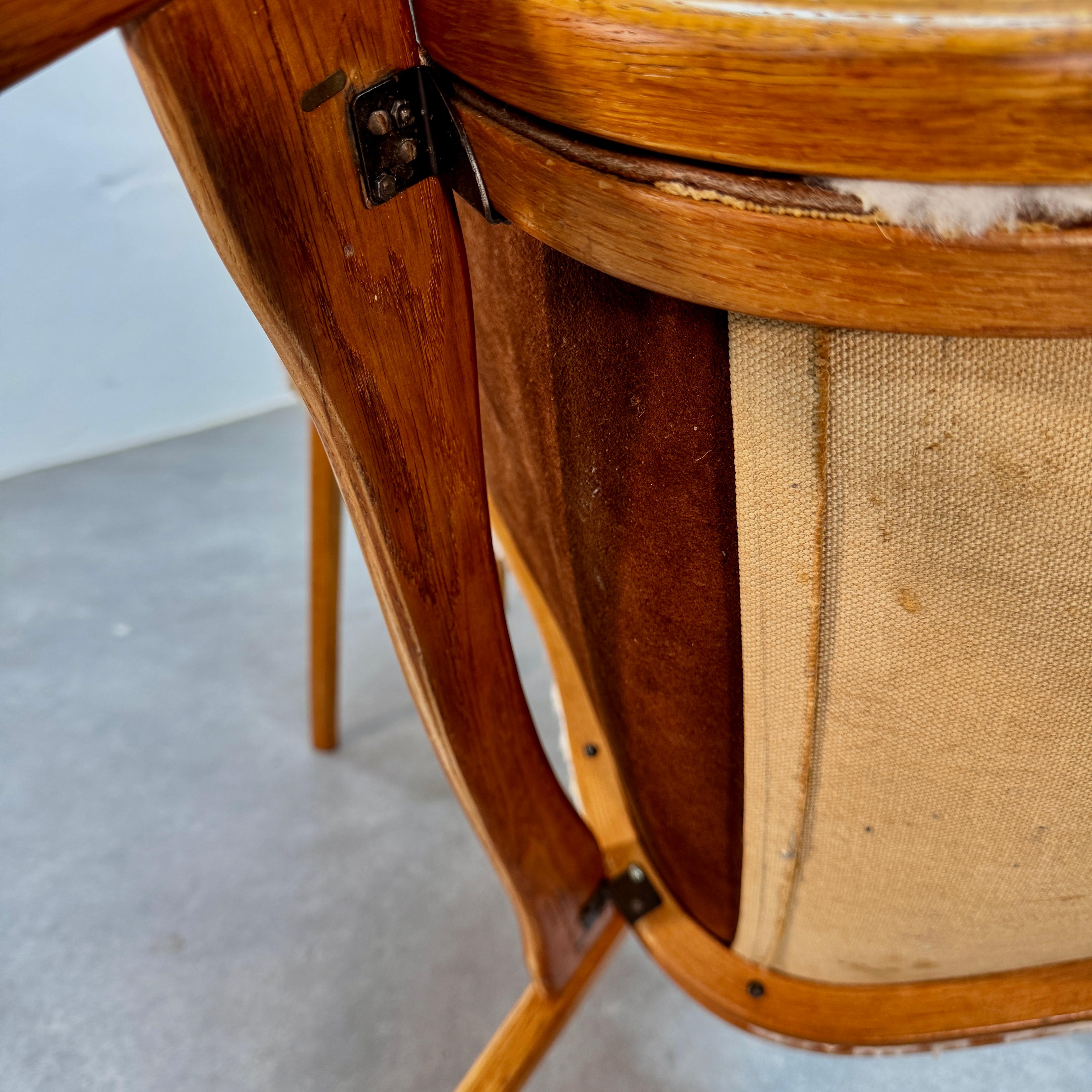 Early Yngne Ekstrom oak Lamino armchair & ottoman for Swedese Denmark, 1960's. For Sale 1