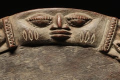 Used Yoruba Circular Wood Divination Board Face & Figures, Early 20th C round