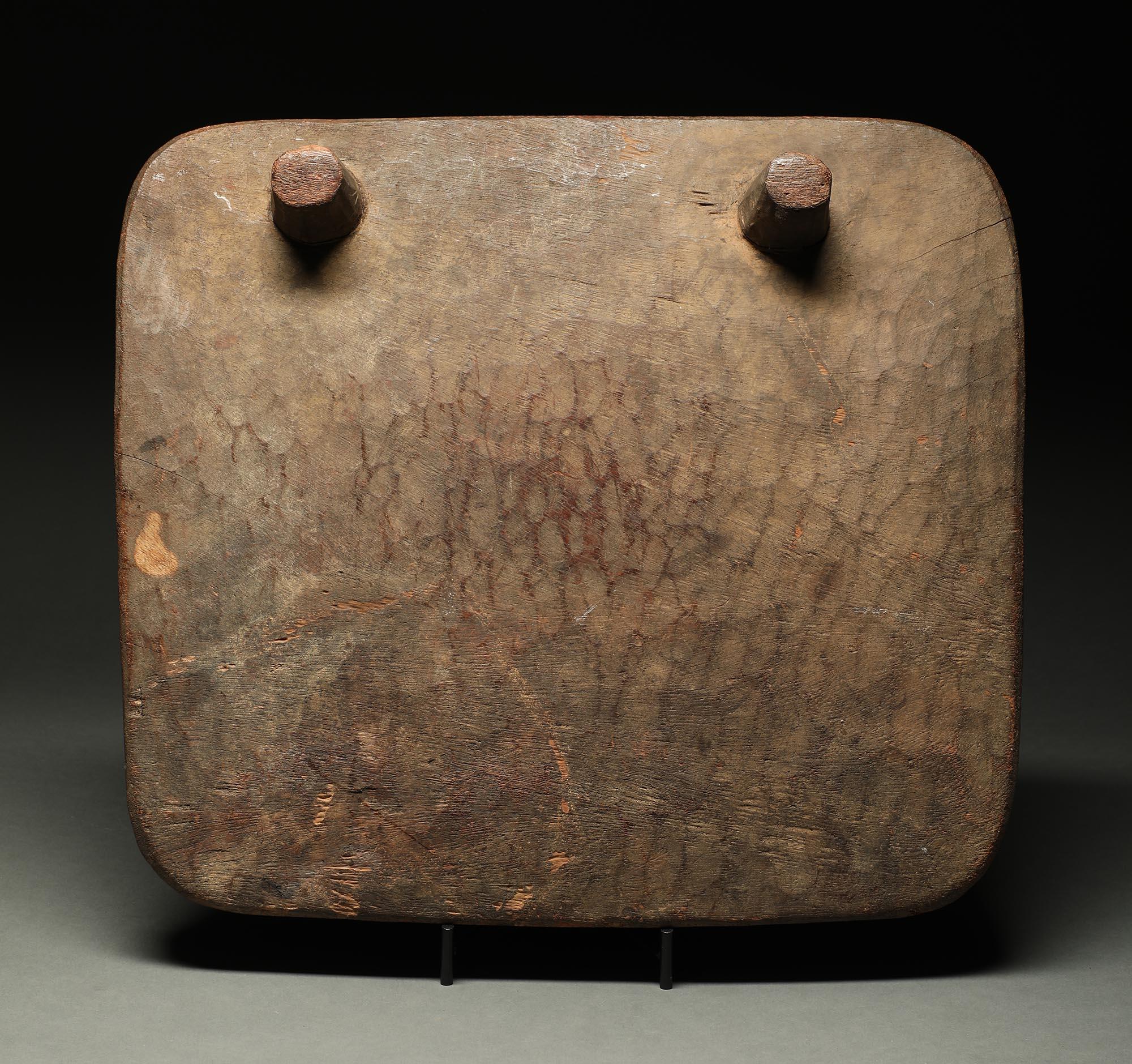 20th Century Early Yoruba Wood Divination Board with Row of Turtles, Nigeria Early 20th C