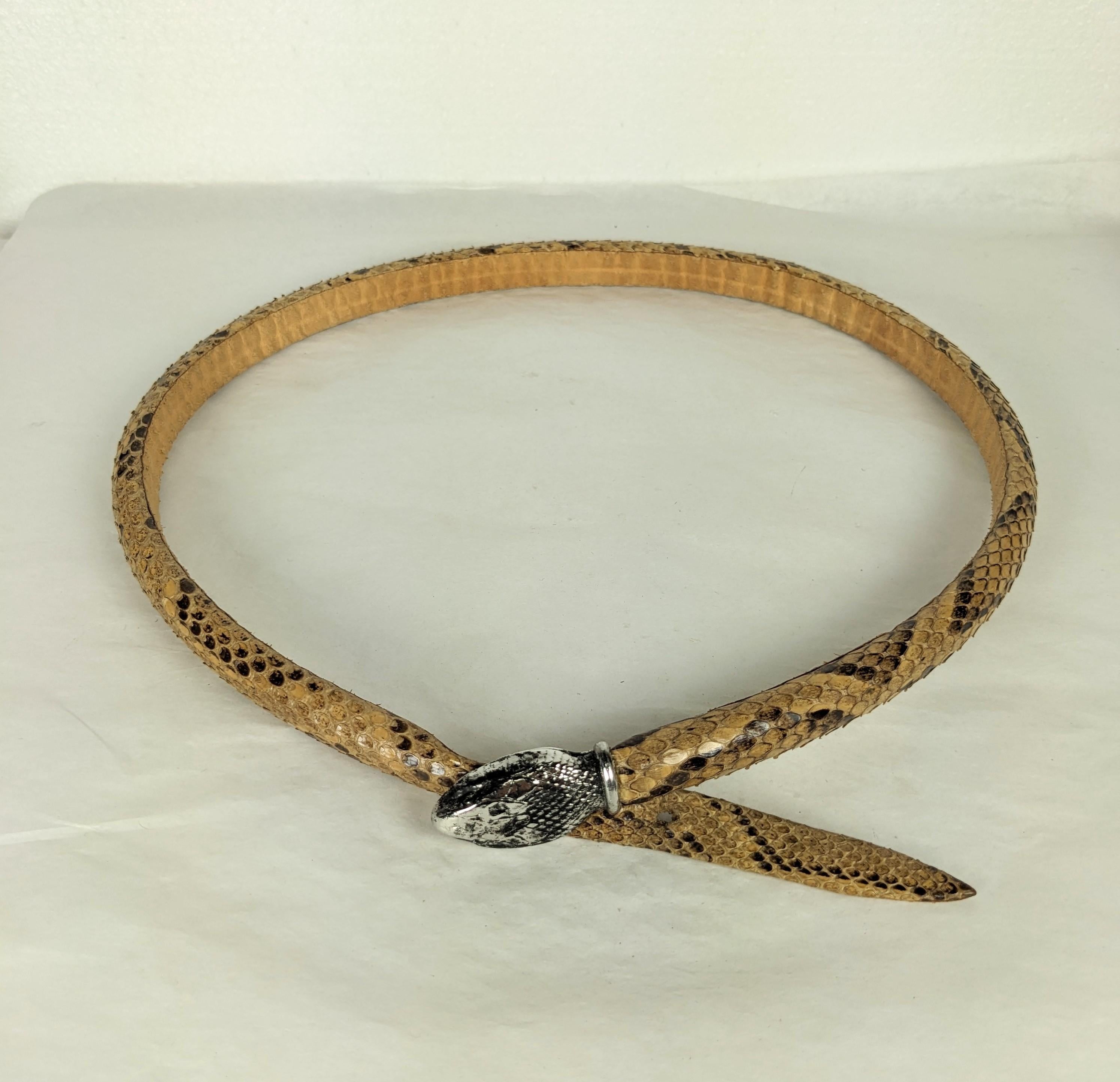 Brown Early Yves Saint Laurent Haute Couture Snake Belt  For Sale