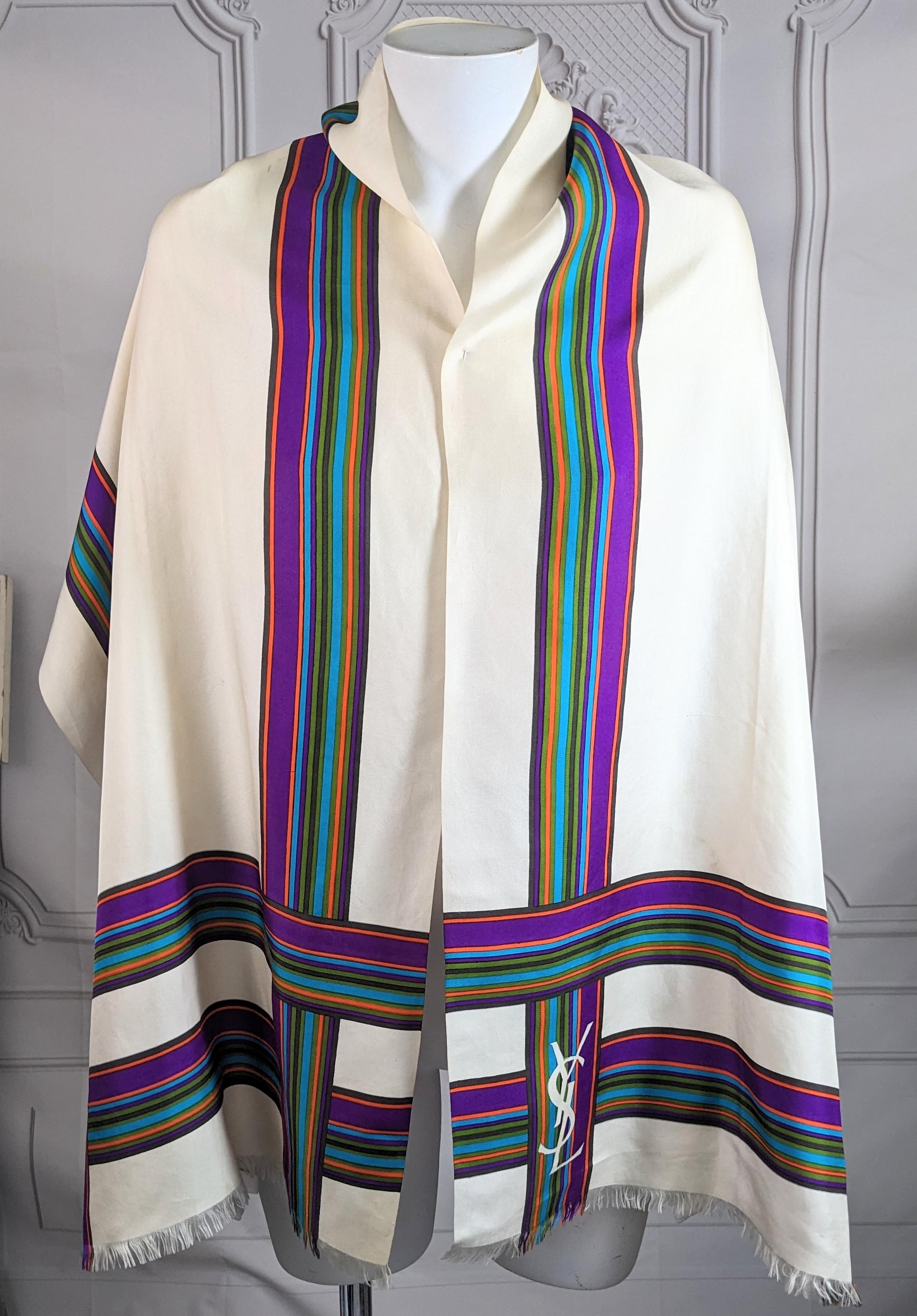 Early Yves Saint Laurent Large Logo Scarf, 1970's In Good Condition For Sale In New York, NY
