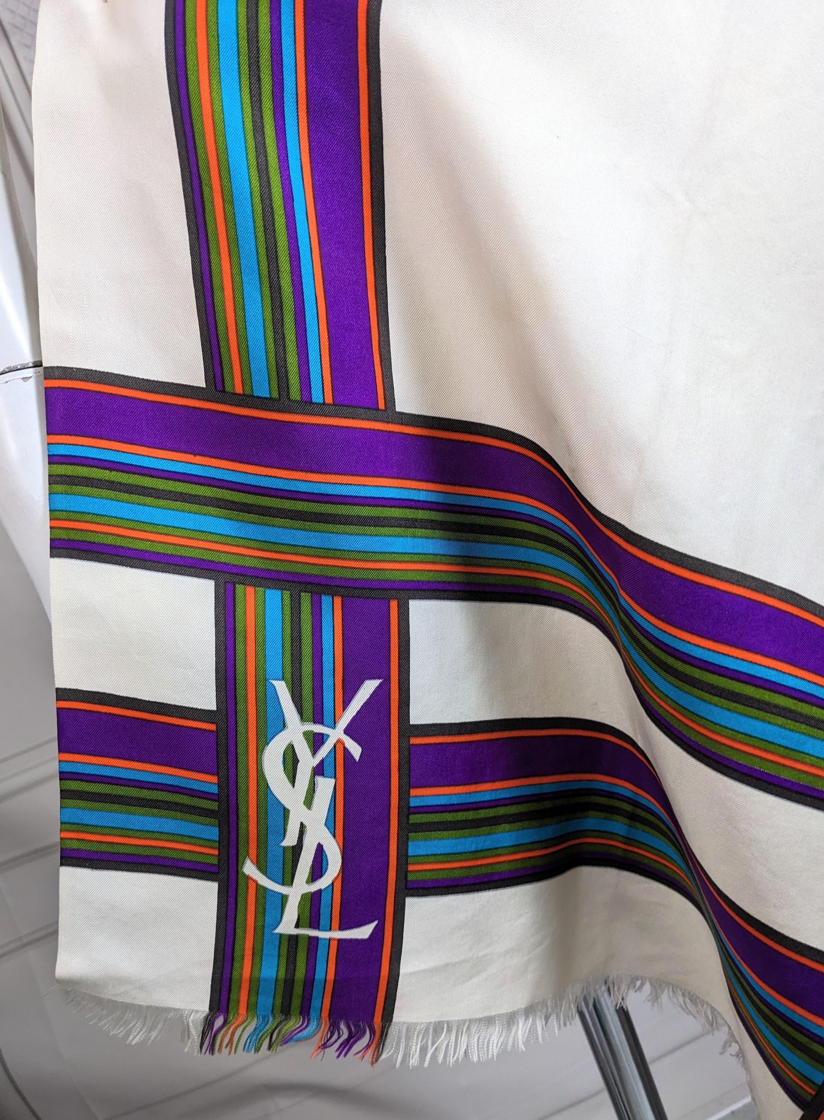 Early Yves Saint Laurent Large Logo Scarf, 1970's For Sale 3